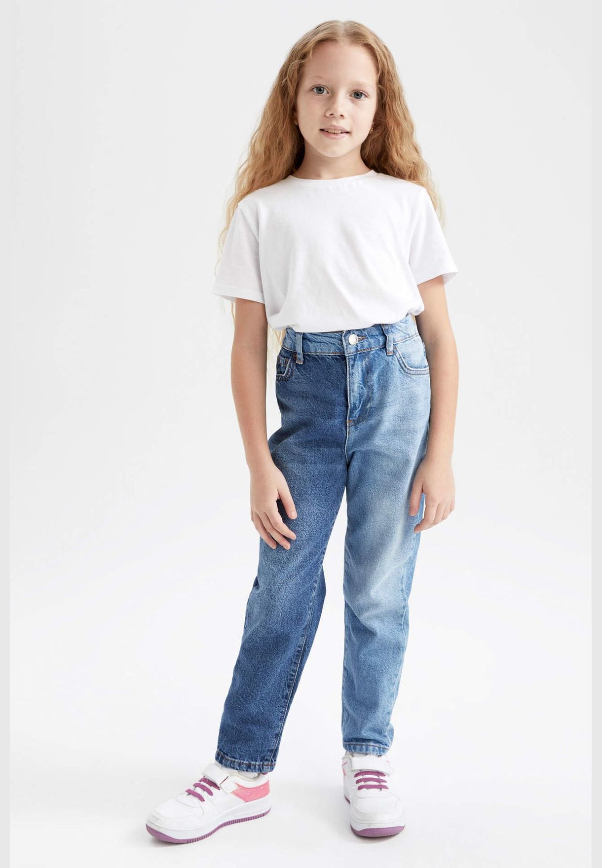Mom Fit Block Colour Jean Trousers