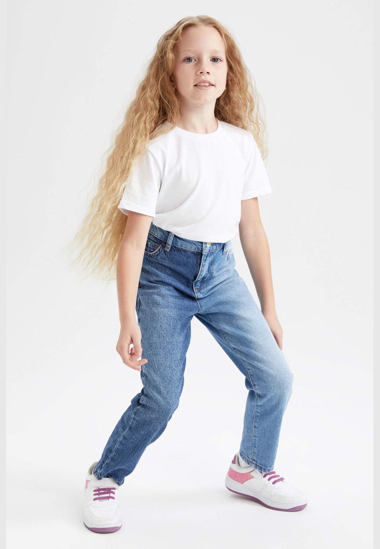 Mom Fit Block Colour Jean Trousers