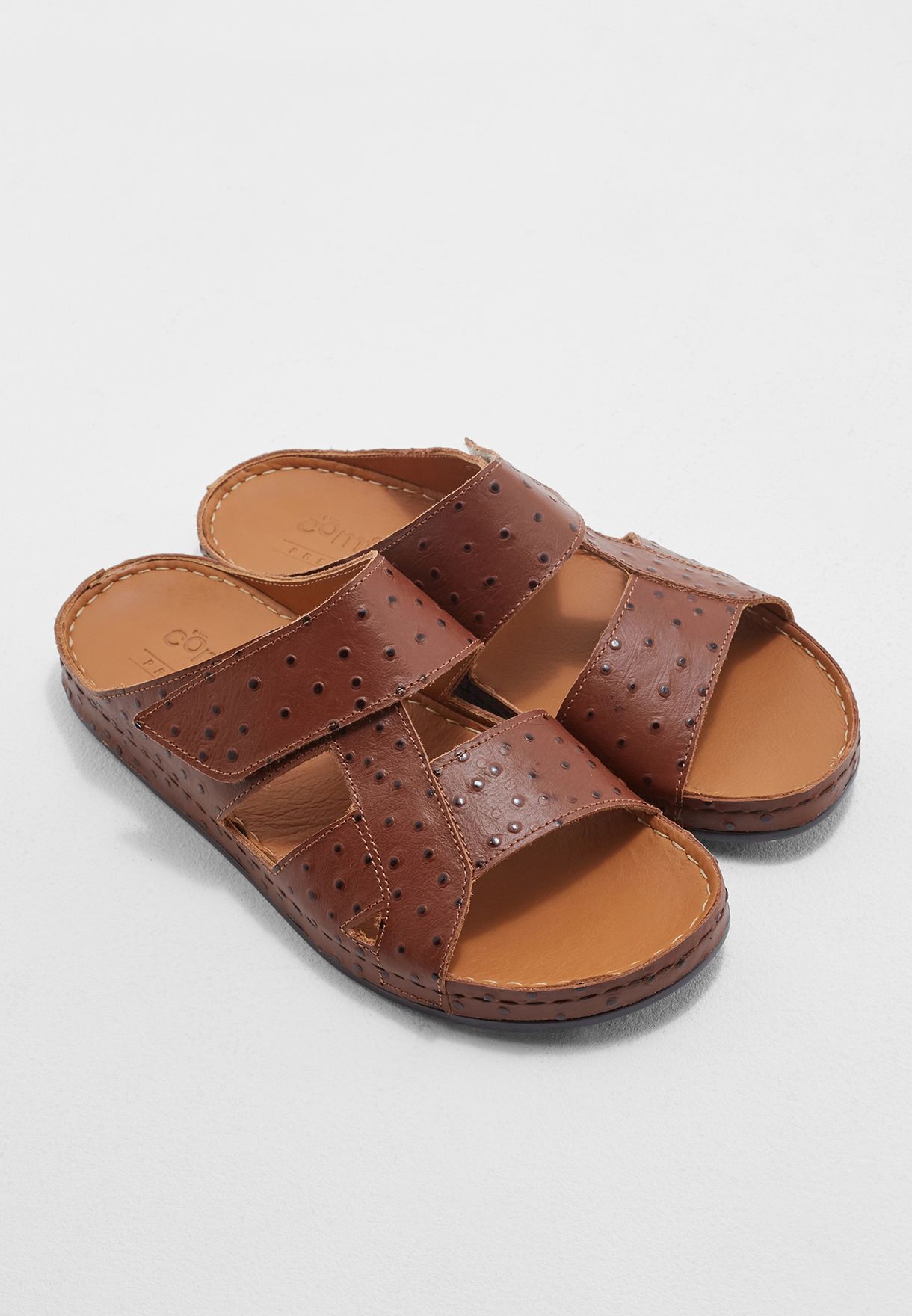 Buy Comfort Plus brown Leather Arabic Sandals for Men in MENA, Worldwide