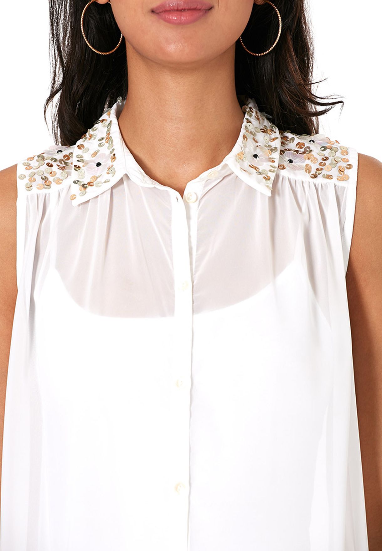 sequin collar top