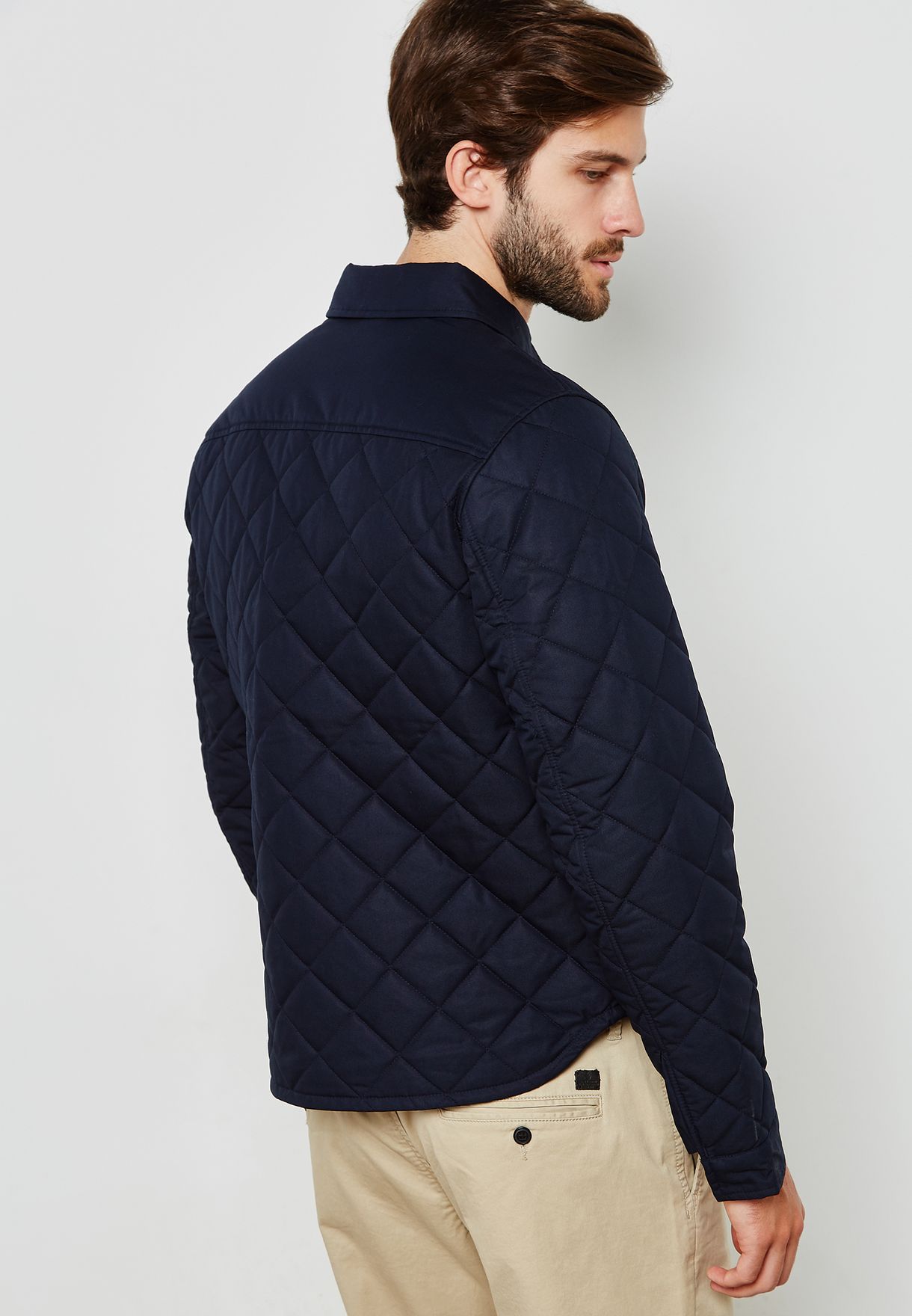 lacoste navy quilted jacket