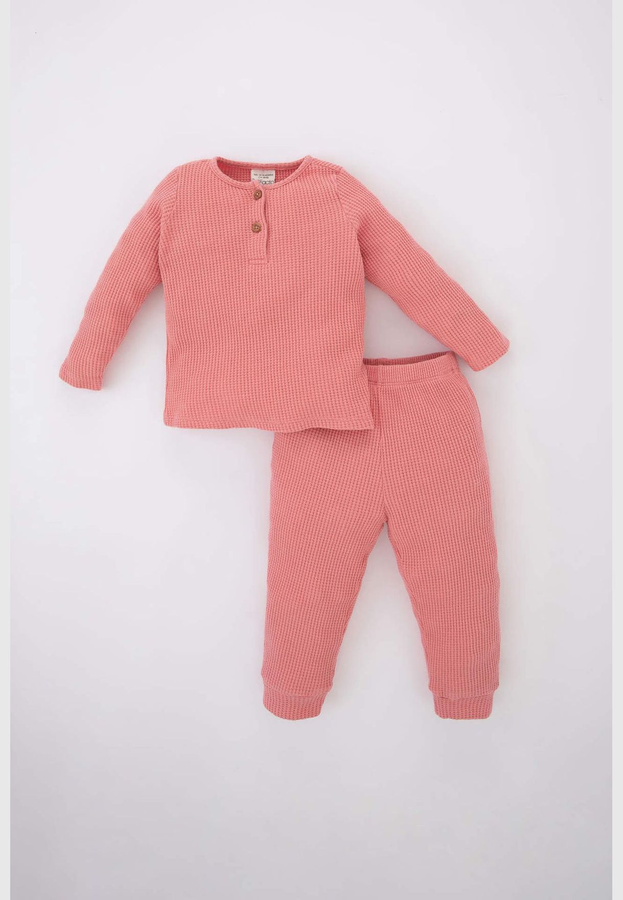 2 Pack BabyGirl Button Neck Long Sleeve Pyjamas