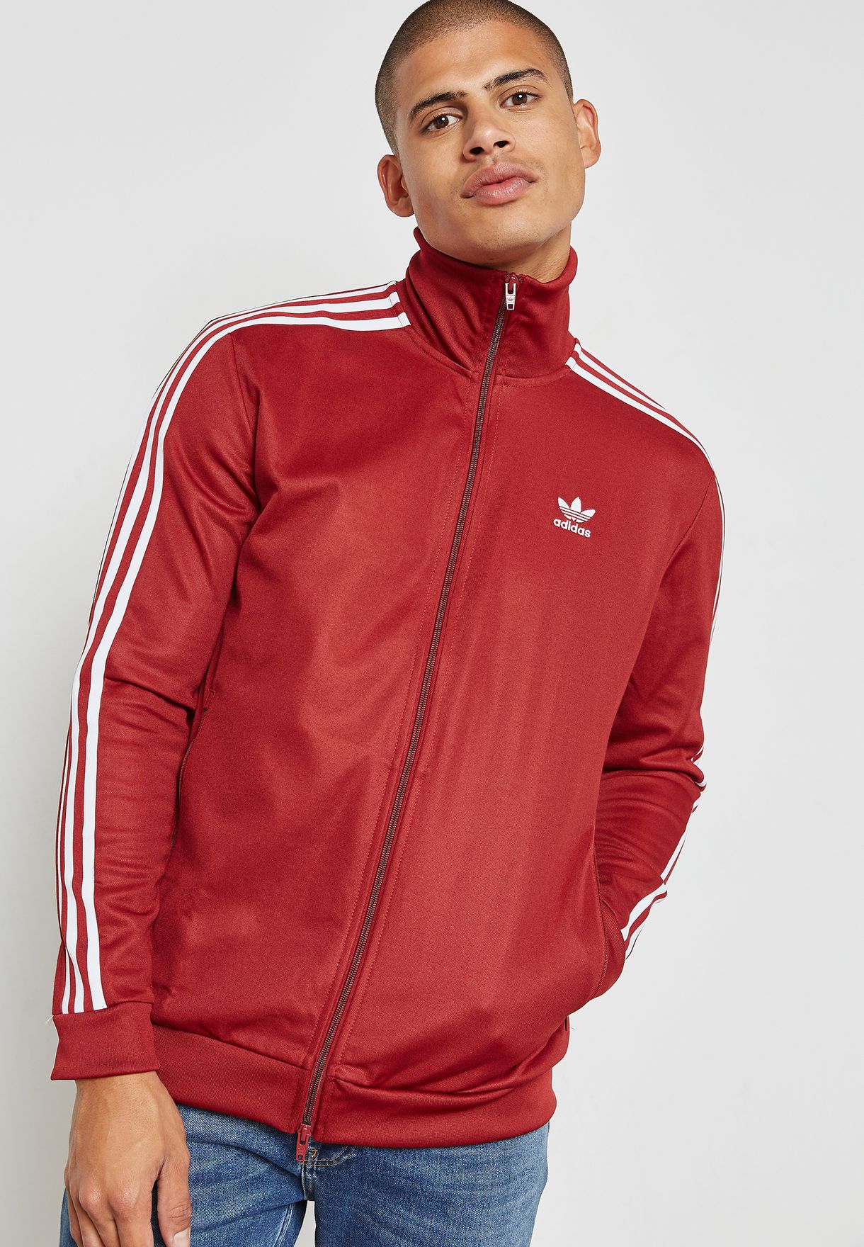 adidas beckenbauer track jacket red