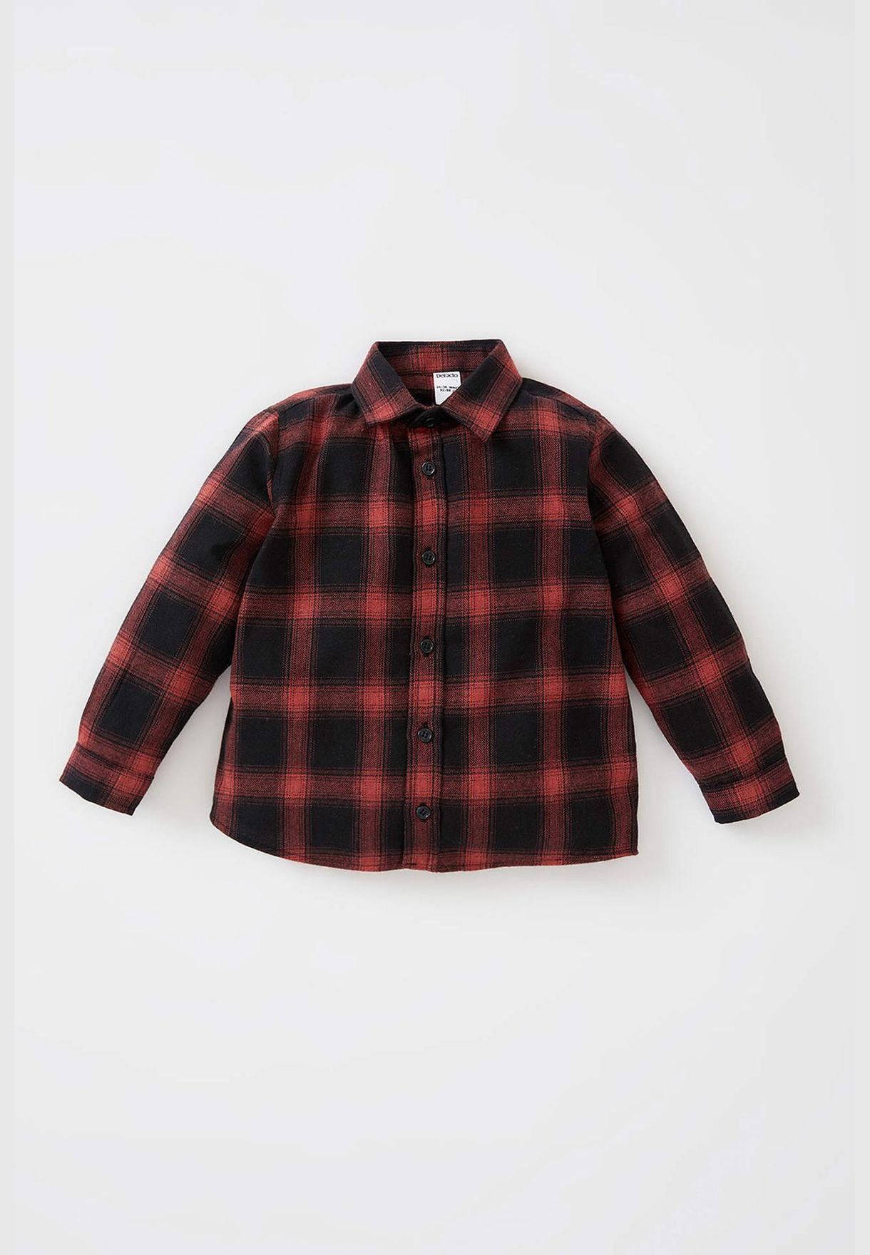 Long Sleeve Square Print Flannel Shirt