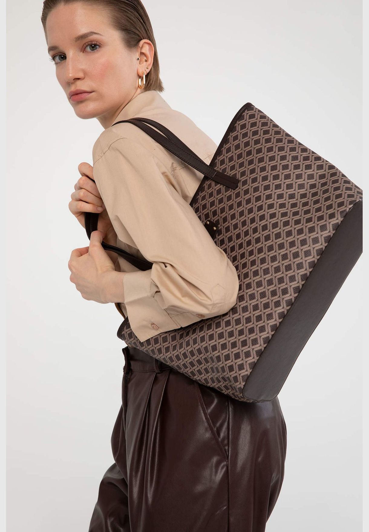 Faux Leather Printed Big Backpack