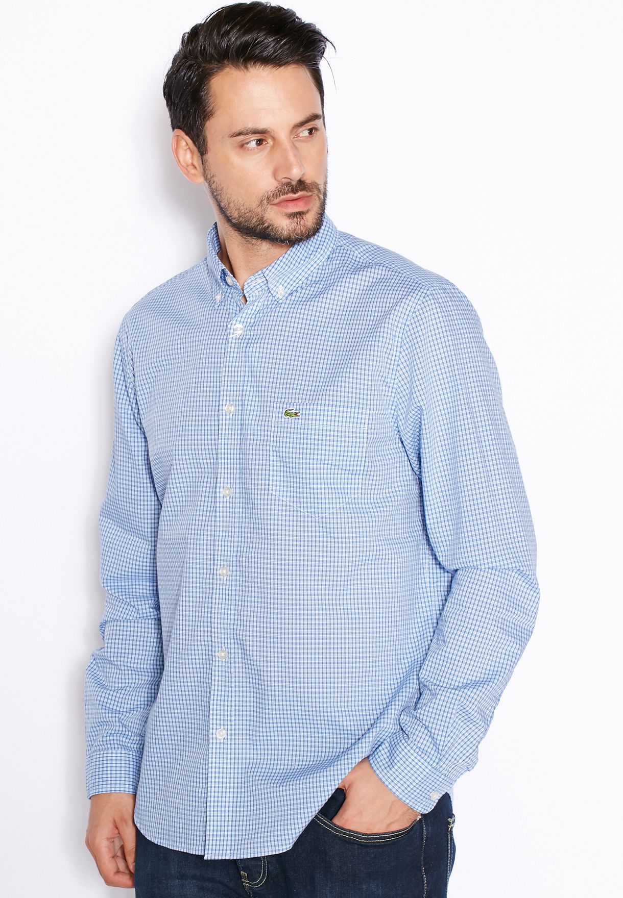 lacoste gingham shirt