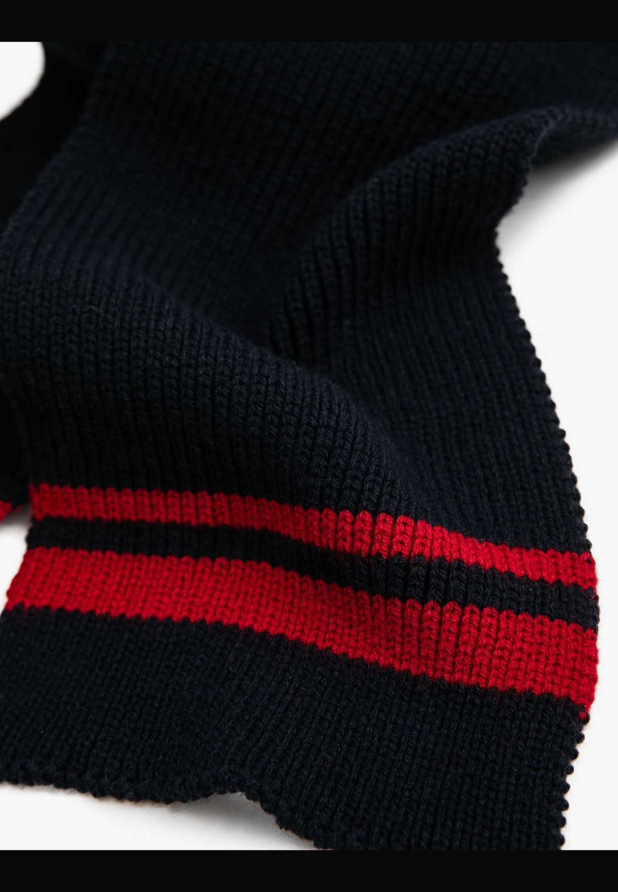 Striped Detail Rib-Kinit Scarf