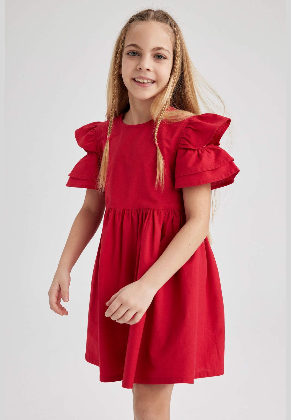 Girl Short Sleeve Woven Dress