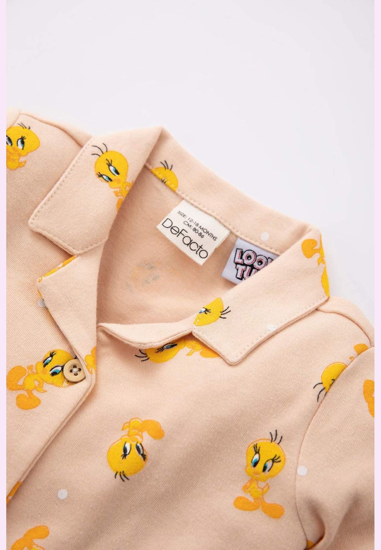 2 Pack BabyGirl Looney Tunes Licenced Regular Fit Shirt Neck Long Sleeve Homewear