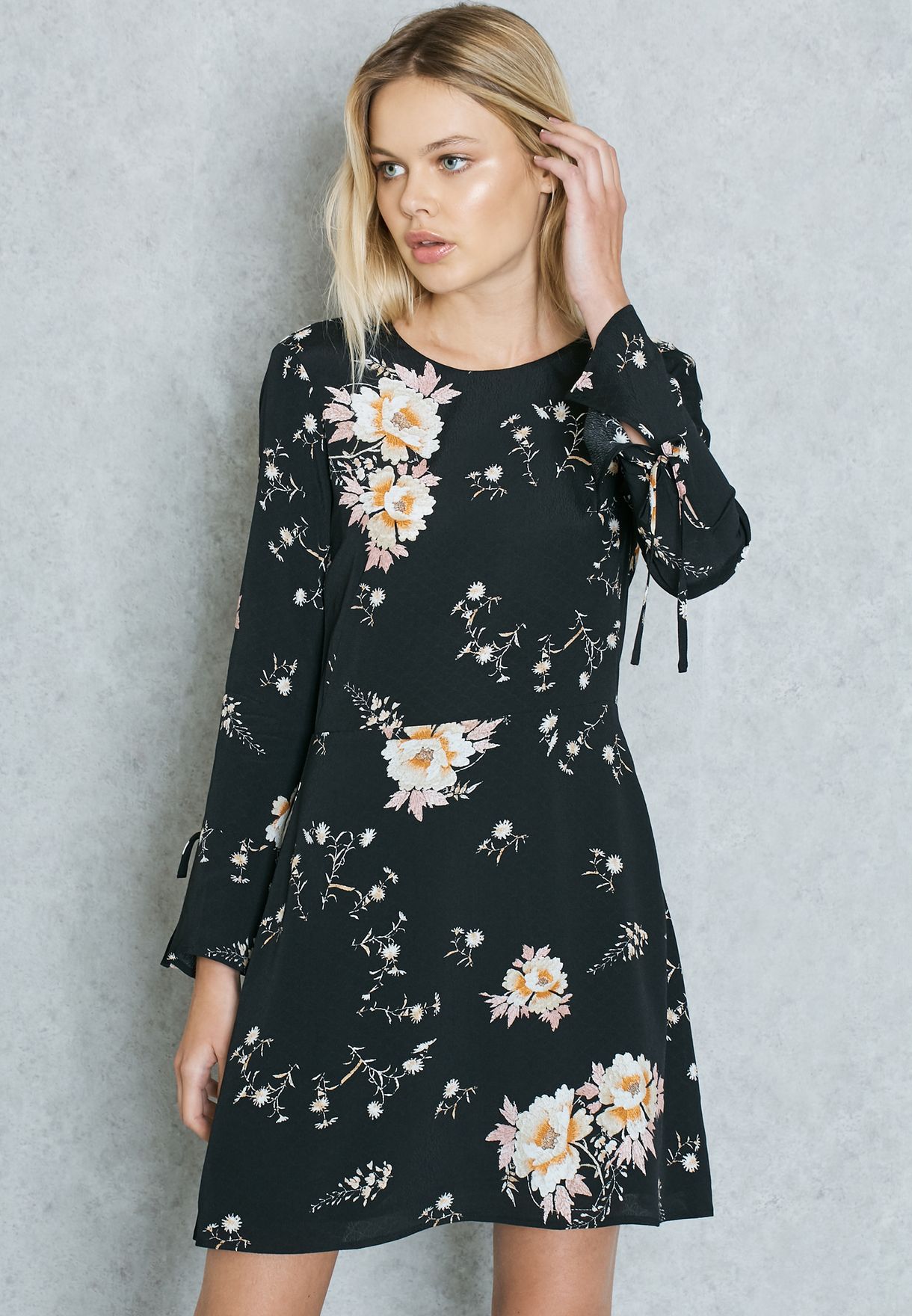 mango black floral dress
