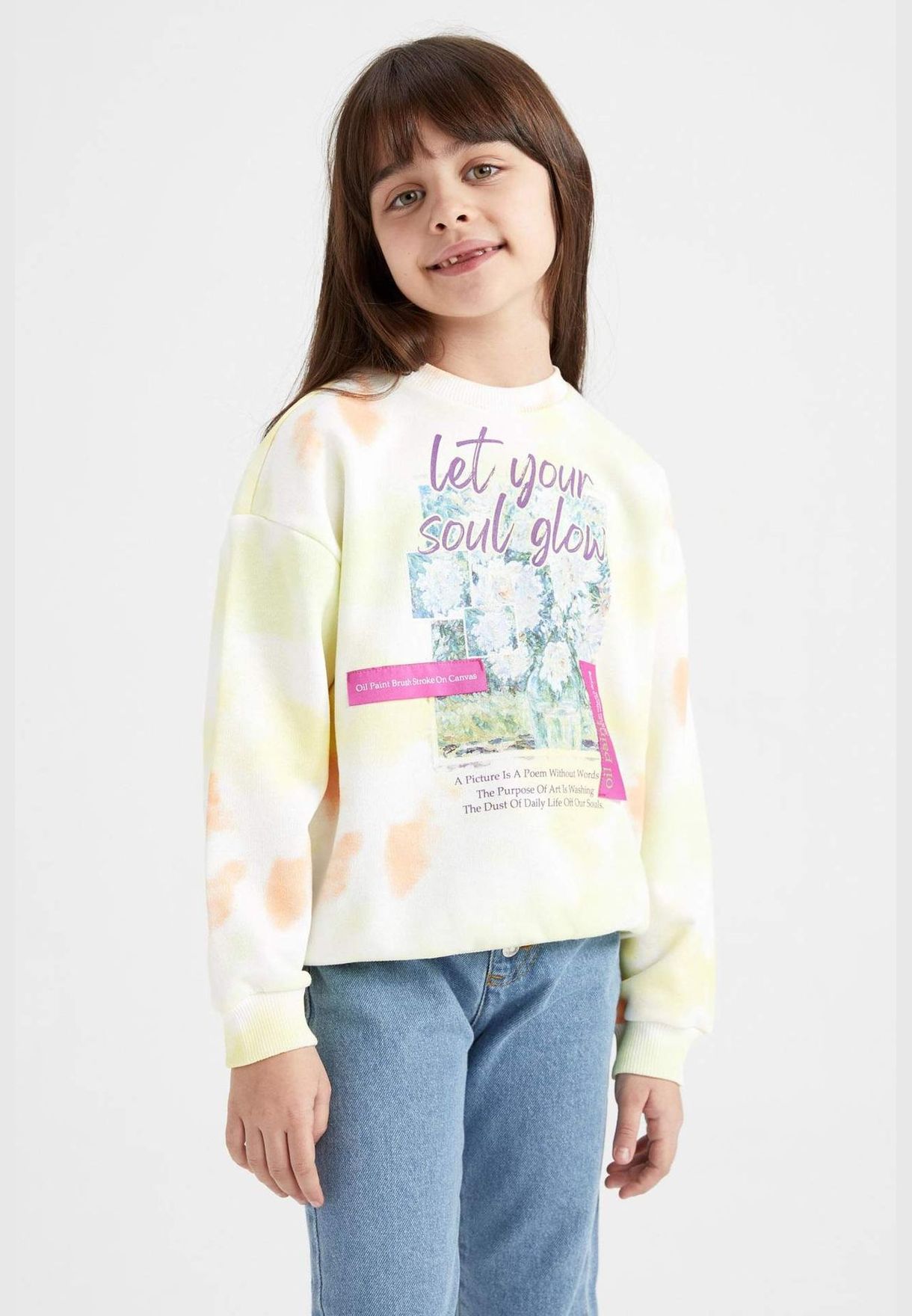 Girl Crew Neck Long Sleeve Knitted Sweatshirt