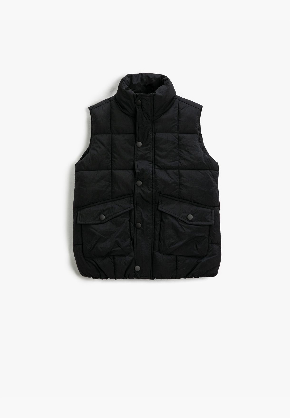 Quilted Vest Stand-Up Neck
