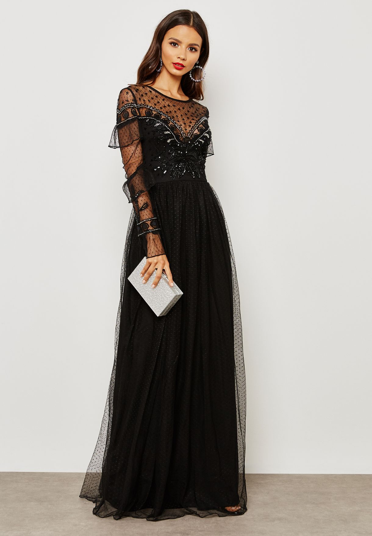 frock and frill black dress