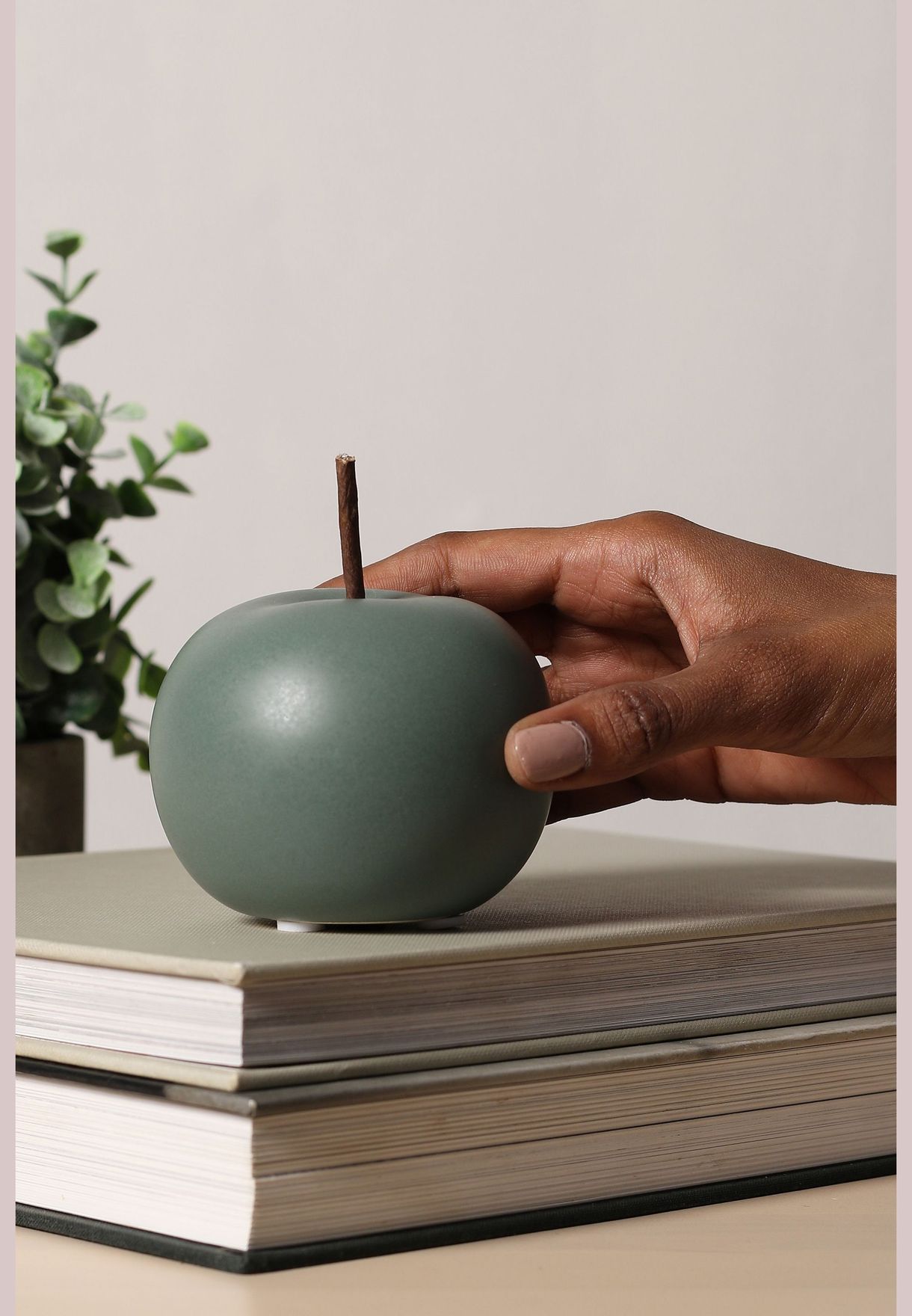 Modern Apple Shaped Solid Minimalistic Ceramic Showpiece For Home Decor