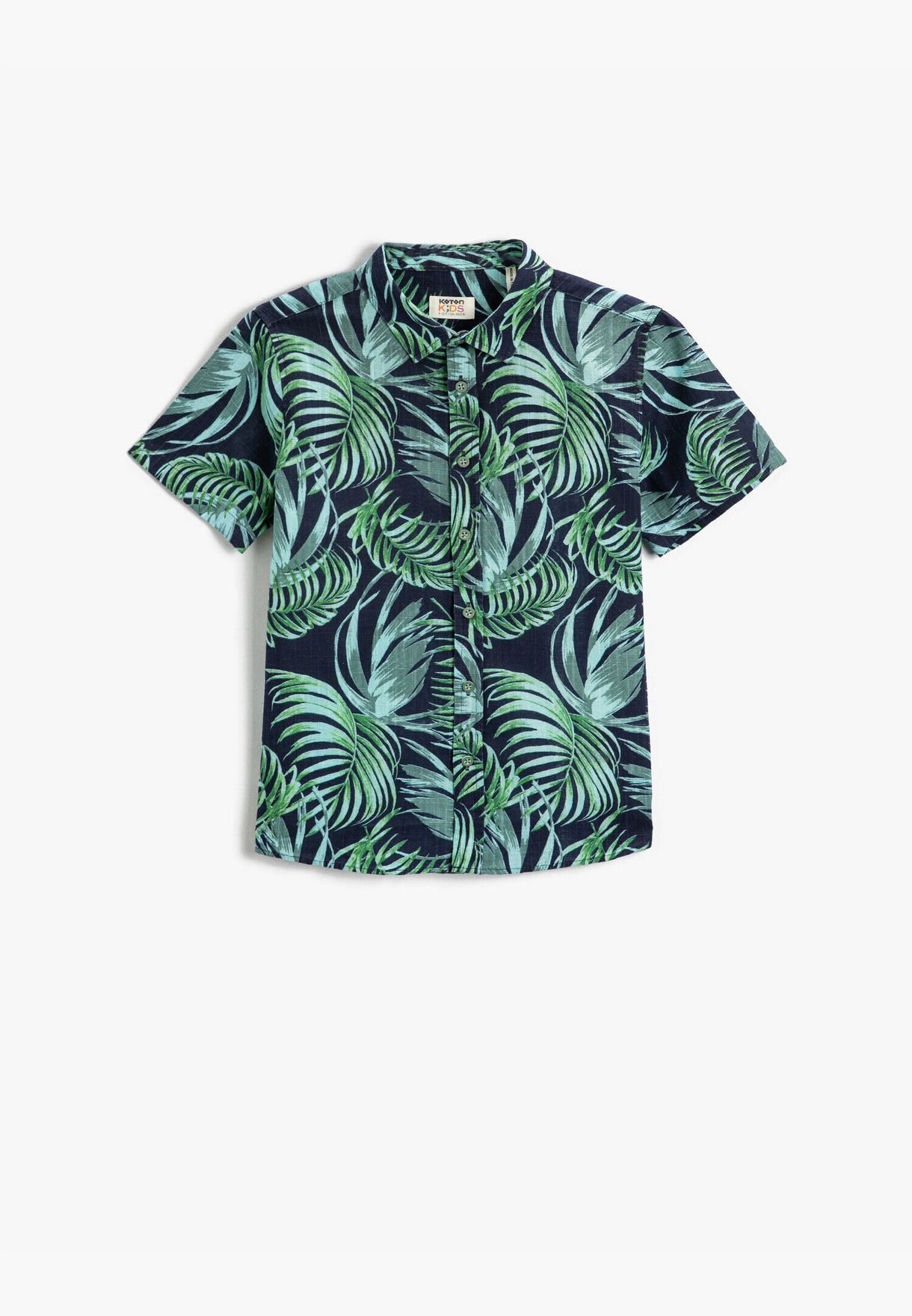 Leaf Printed Short Sleeve Shirt