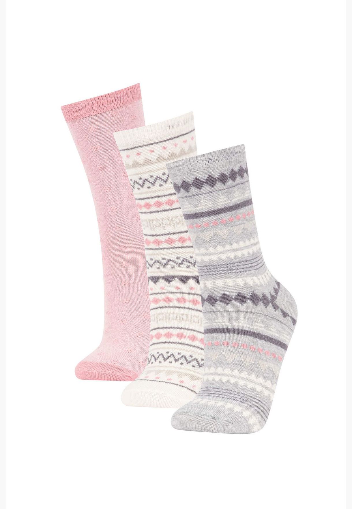 3 Pack Ethnic Print Long Socks