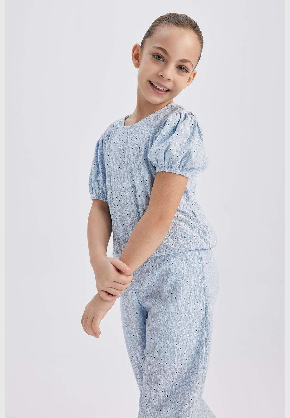 Girl Knitted Short Sleeve Body
