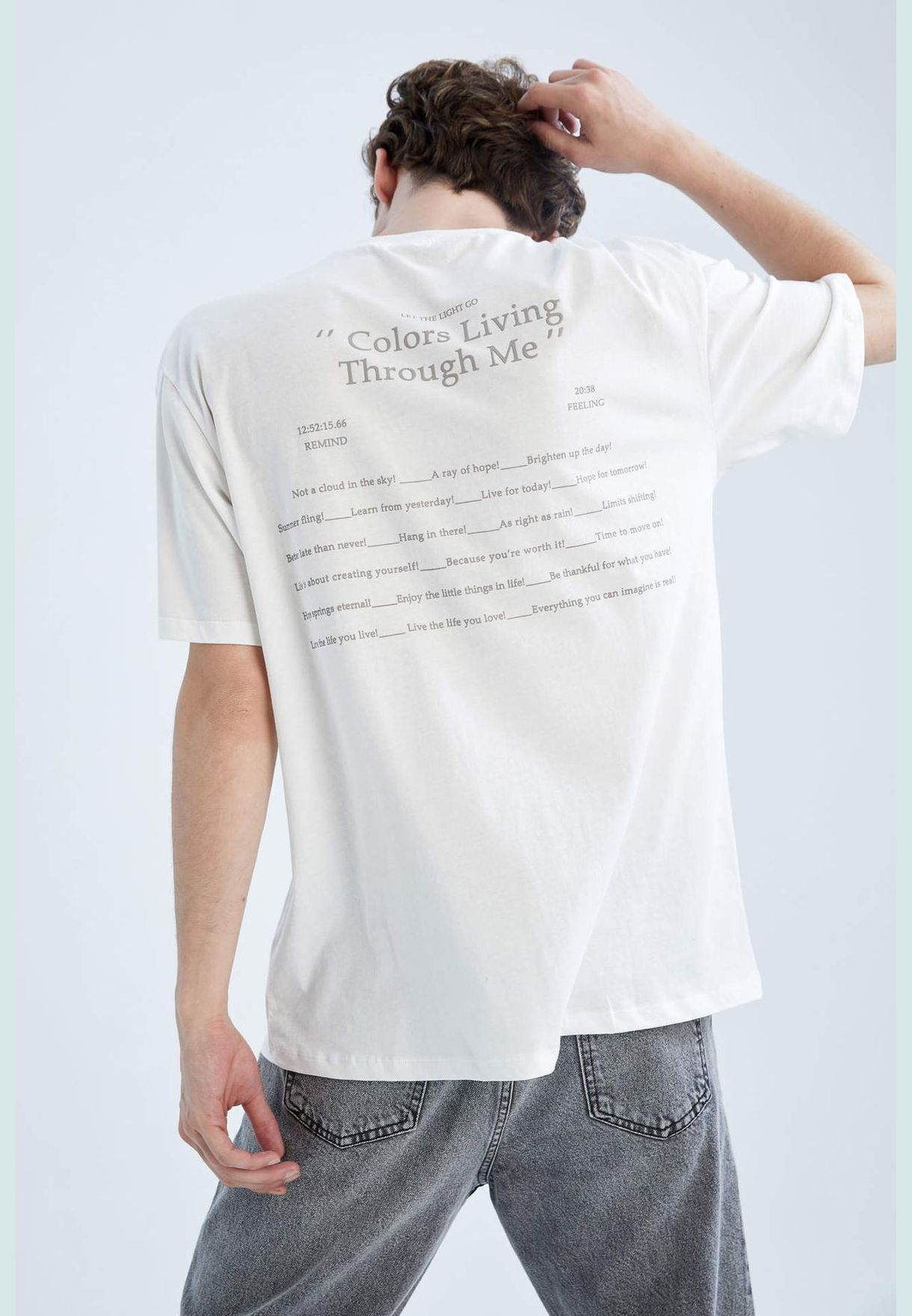 Boxy Fit Short Sleeve Back Slogan Print T-Shirt
