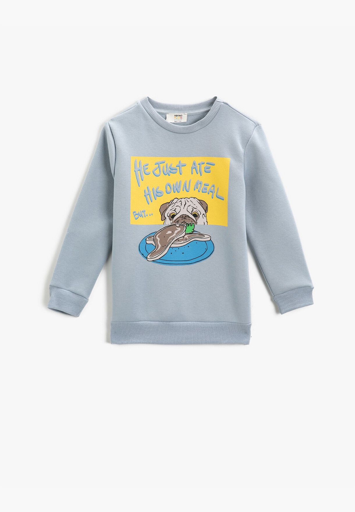 Dog Printed Long Sleeve Sweatshirt Crew Neck