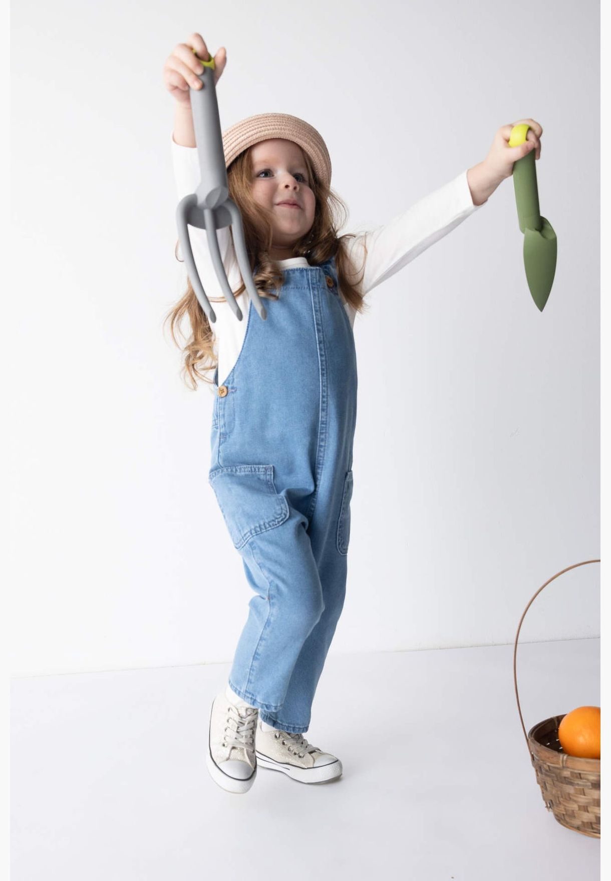 BabyGirl Collarless Strappy Denim Overalls