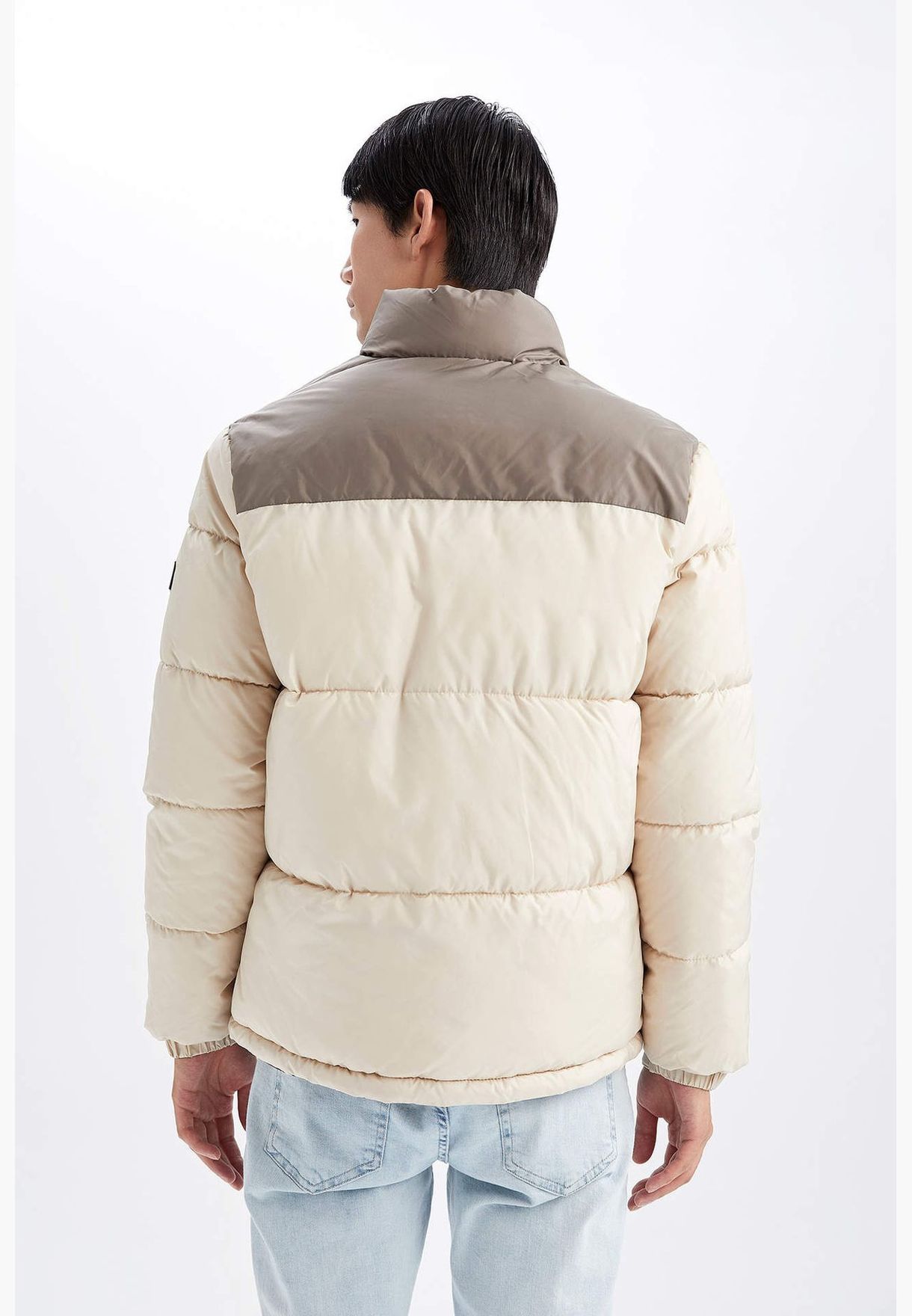 Regular Fit Block Colour Puffer Jacket