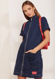 calvin klein denim dress zipper