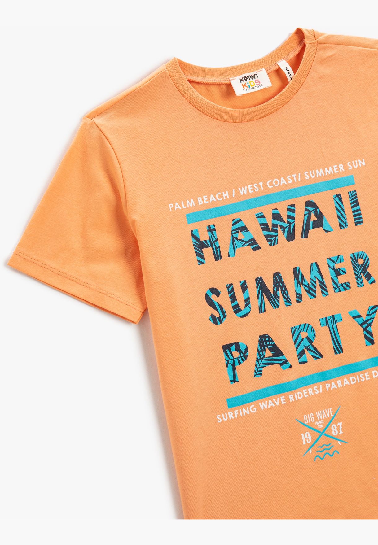 Printed Short Sleeve T-Shirt Crew Neck Cotton