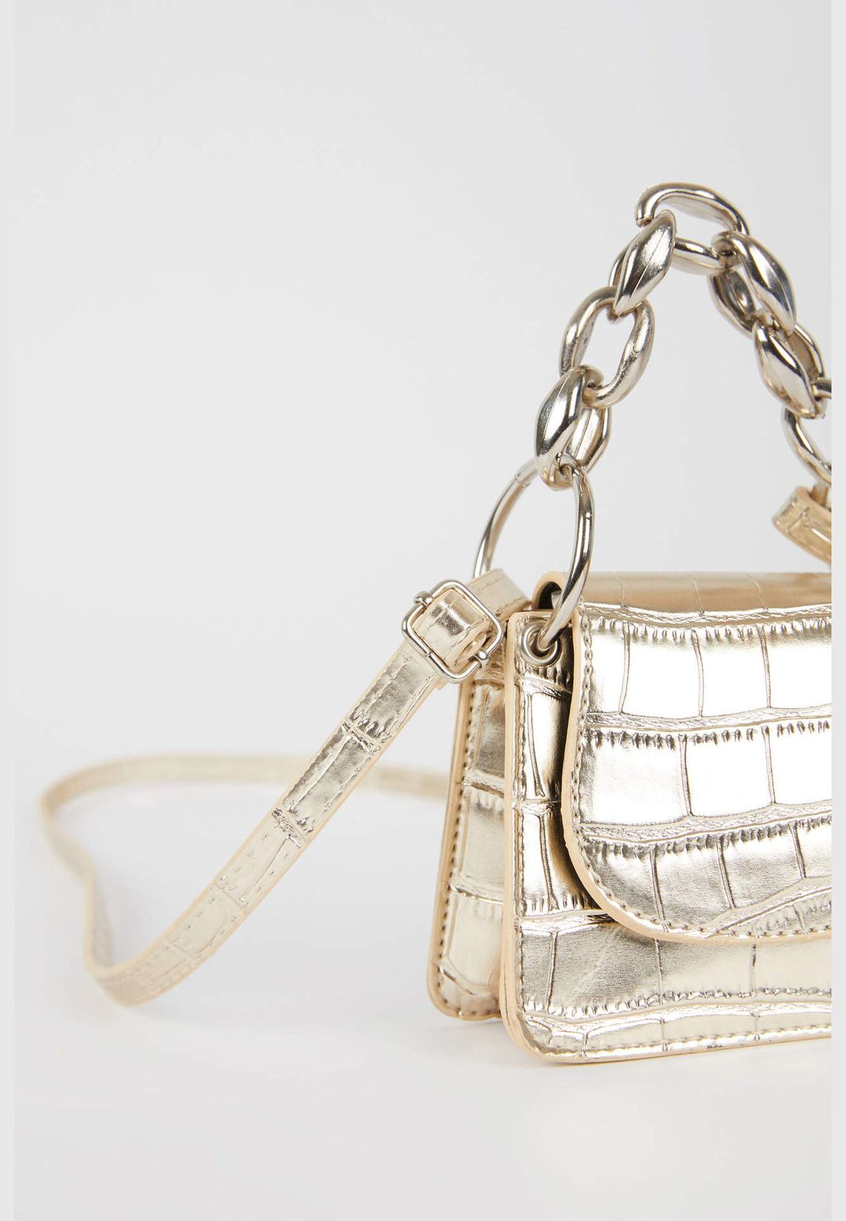 Faux Leather Mini Bag With Chain Detail