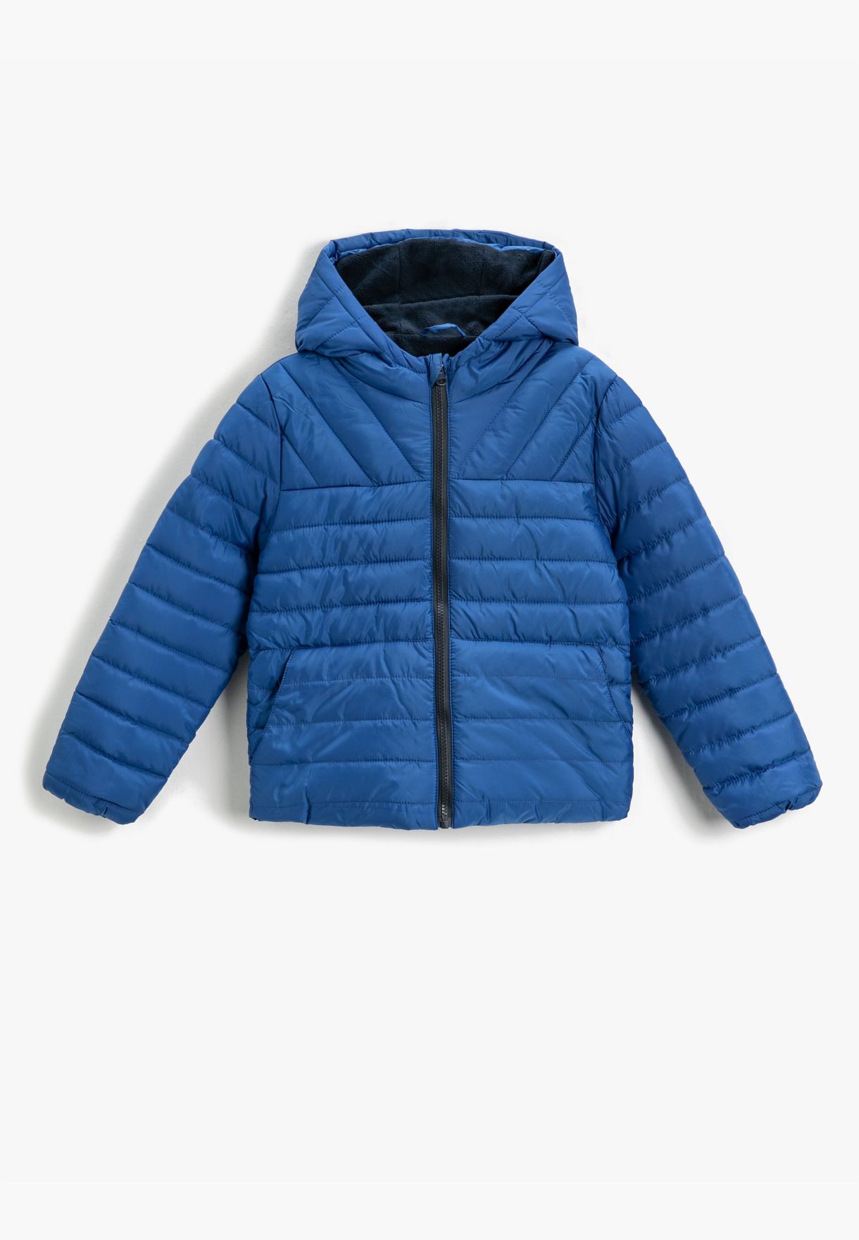 Puffer Coat Hooded Elastic Cuffs Zip Closure
