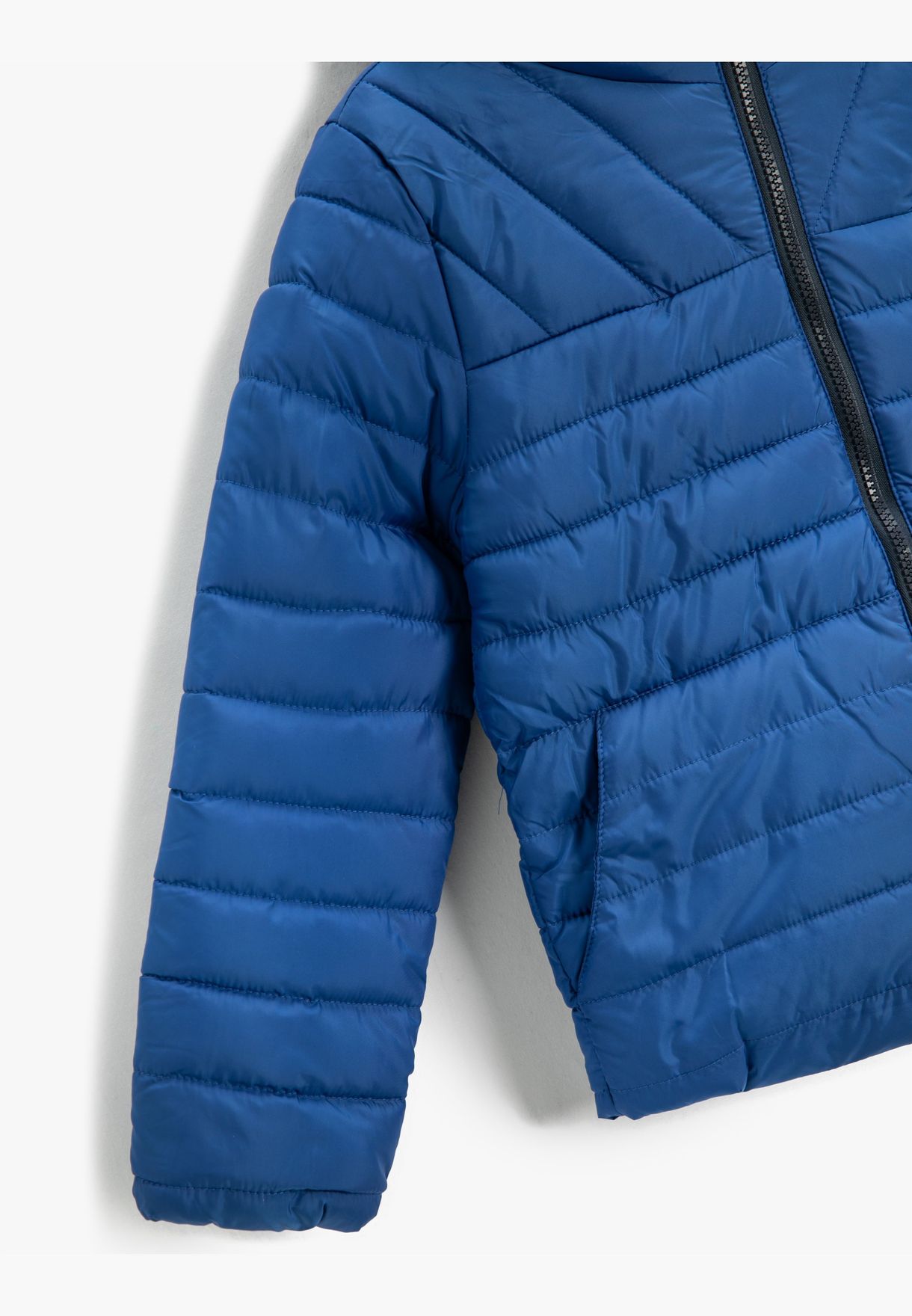 Puffer Coat Hooded Elastic Cuffs Zip Closure