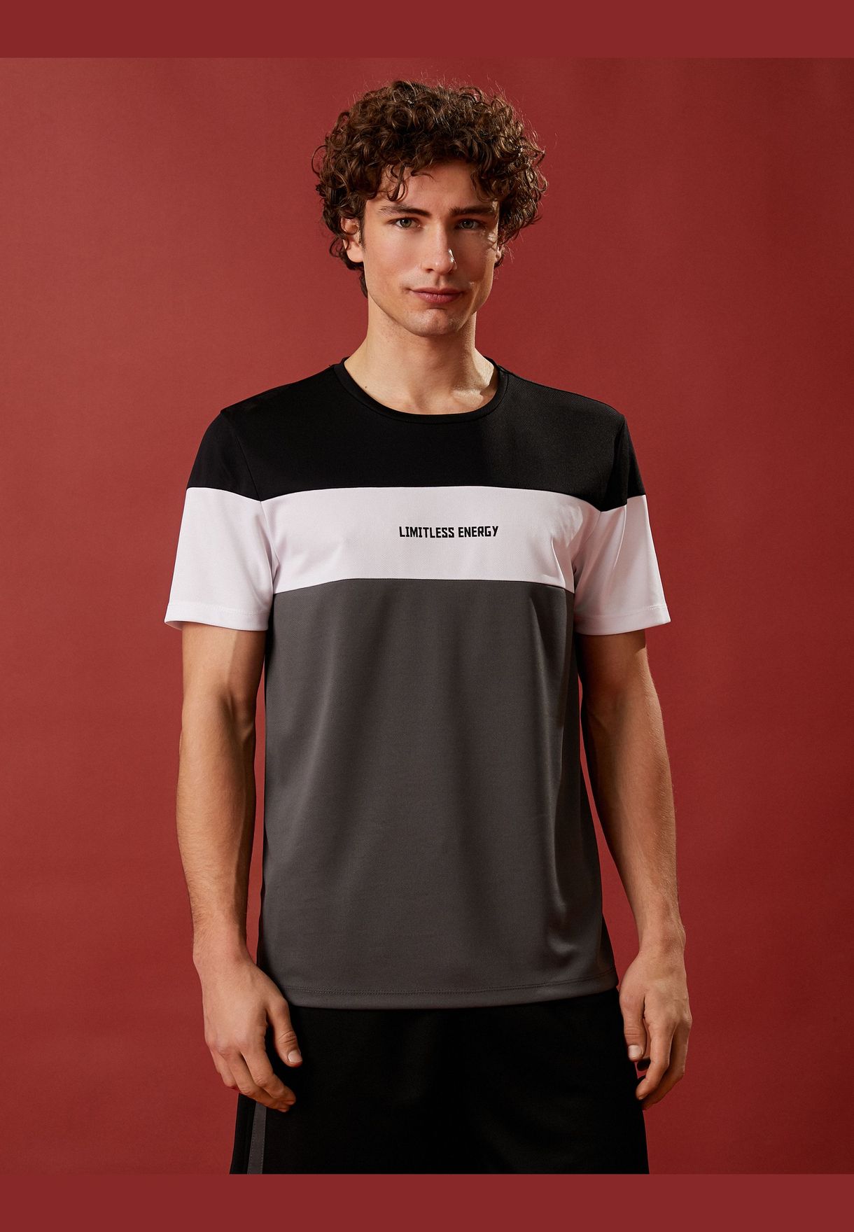 Sport T-Shirt Slogan Printed Multicolor Crew Neck