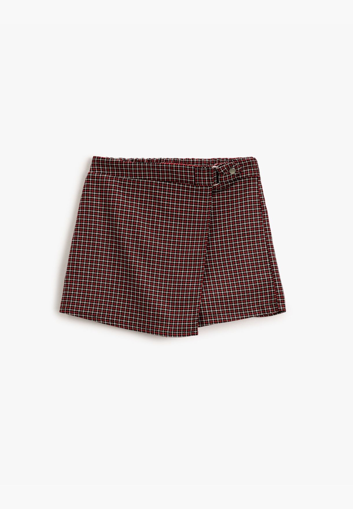 Plaid Skort Buckled Detail