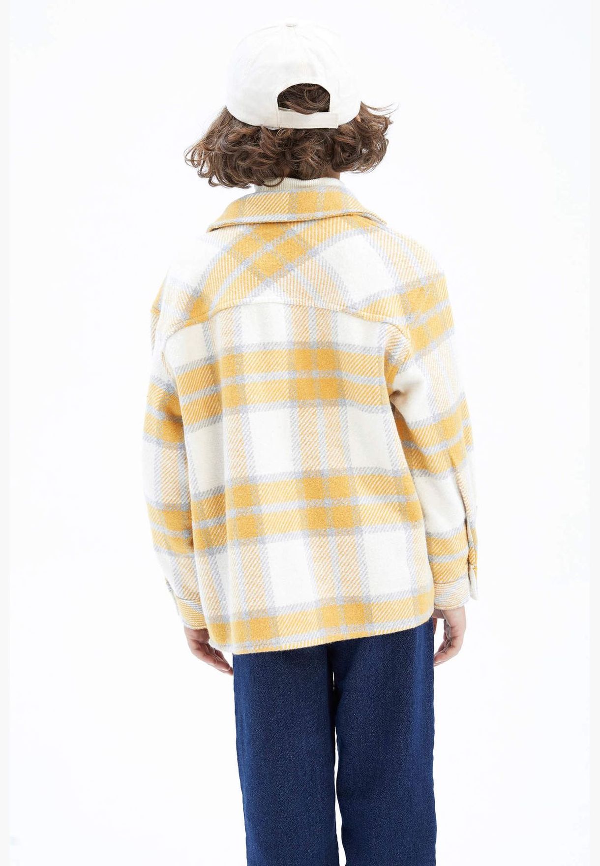 Boy Oversize Fit Polo Neck Woven Long Sleeve Shirt