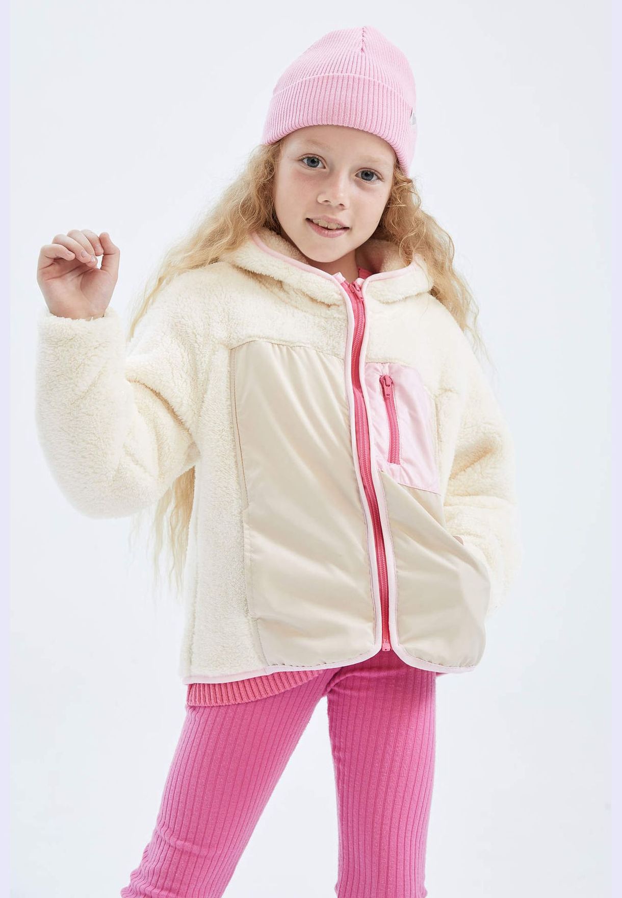 Girl Hooded Long Sleeve Knitted Cardigan