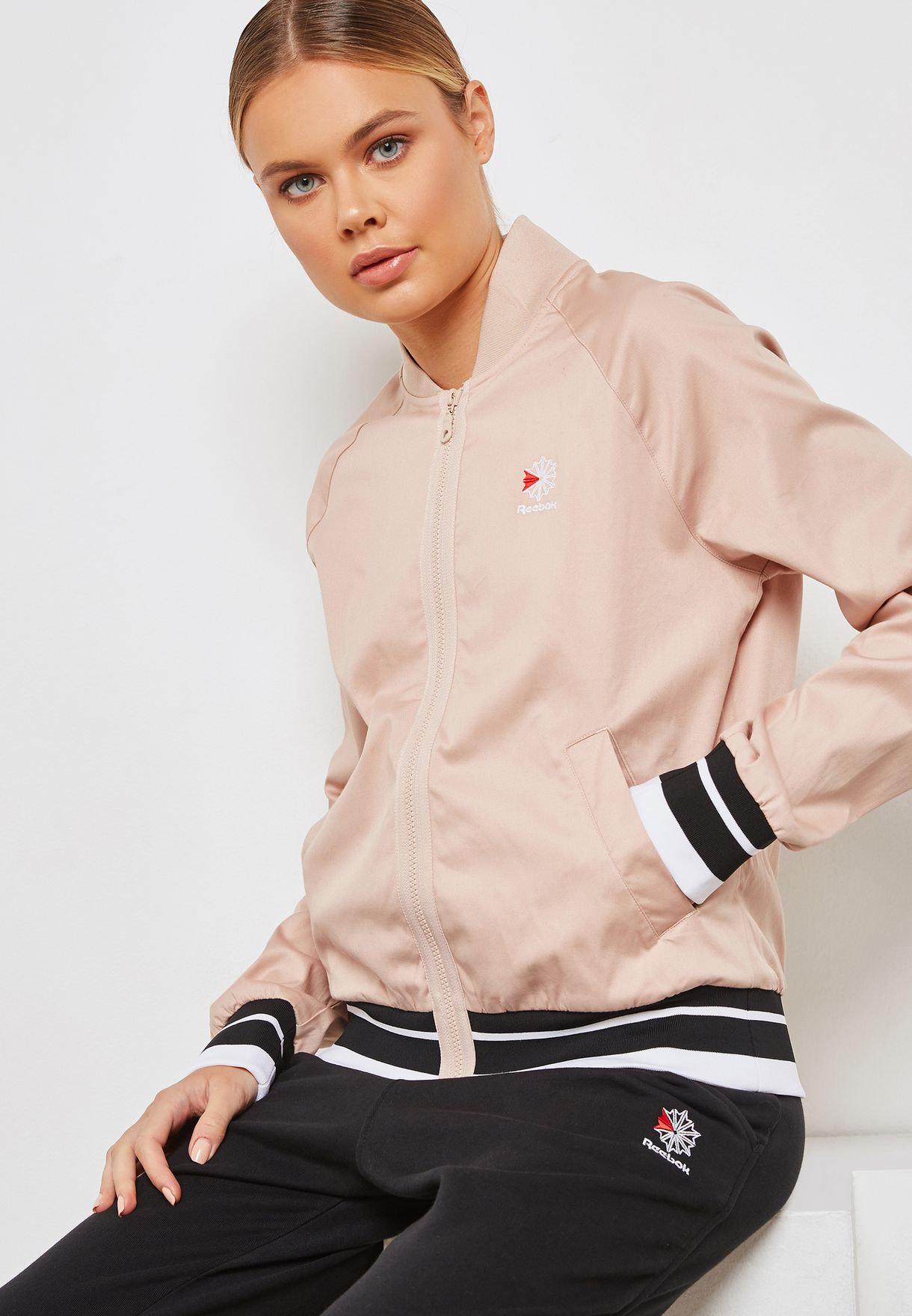 reebok classic jacket womens pink