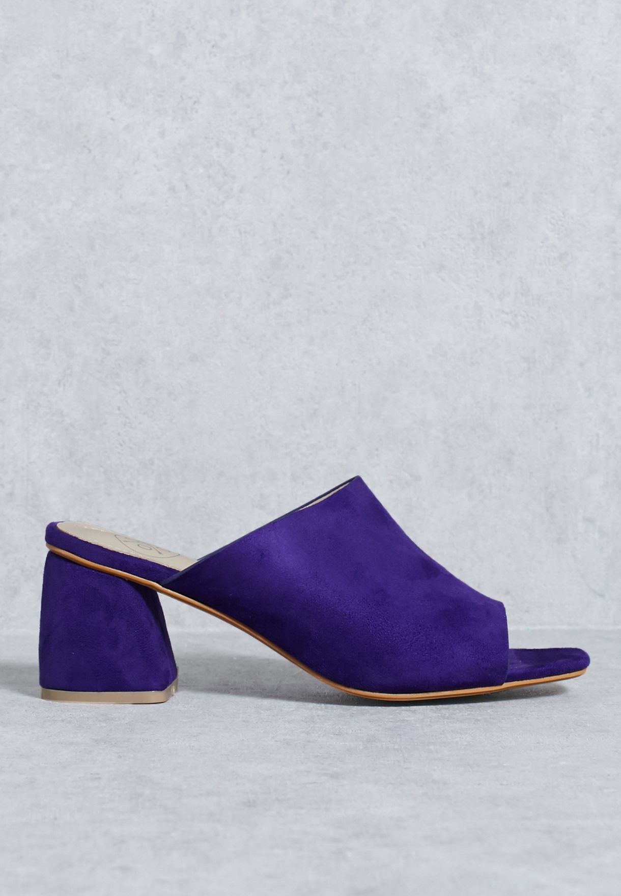 purple mule heels