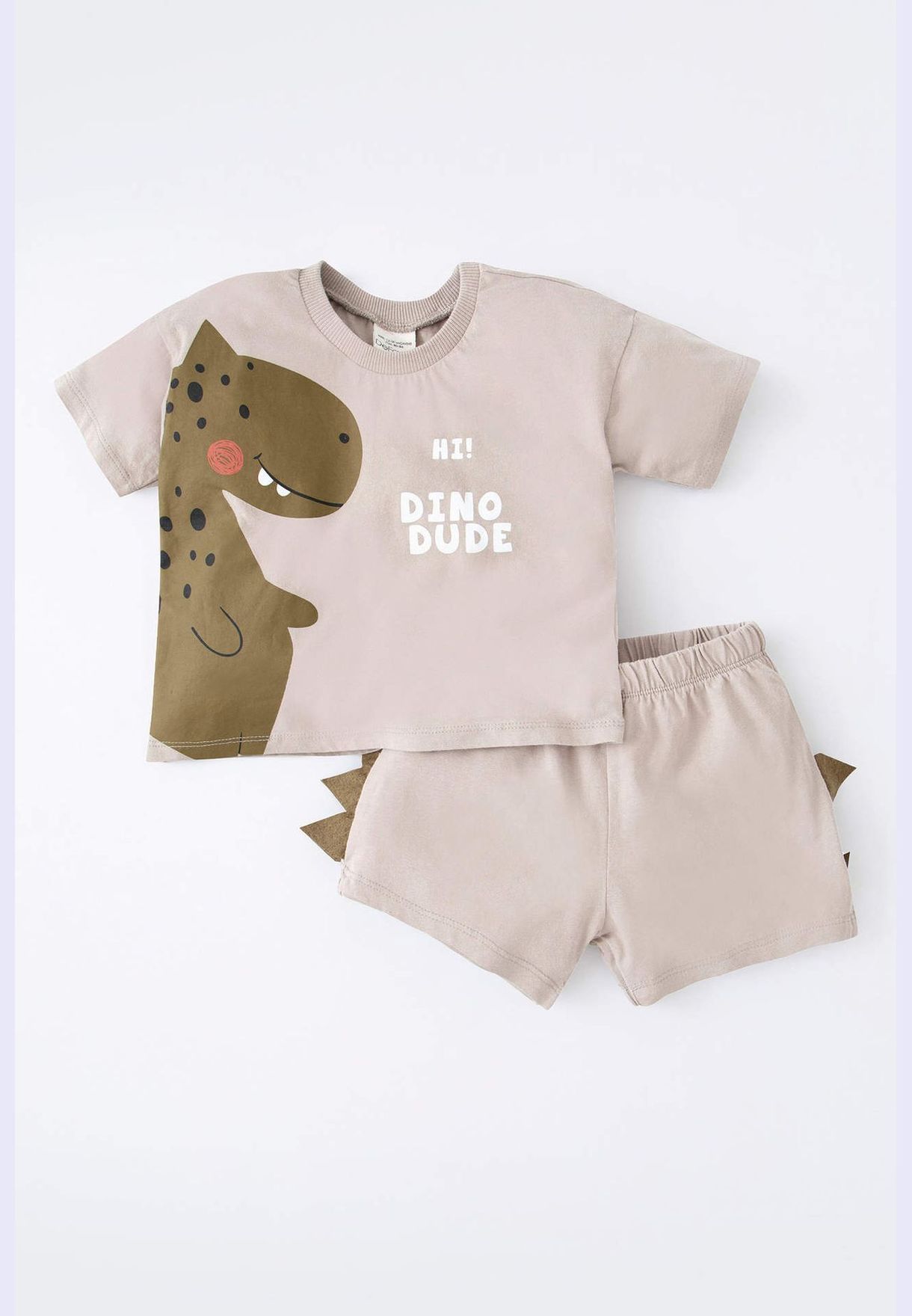 Regular Fit Short Sleeve Dinasour Print Lounge Set