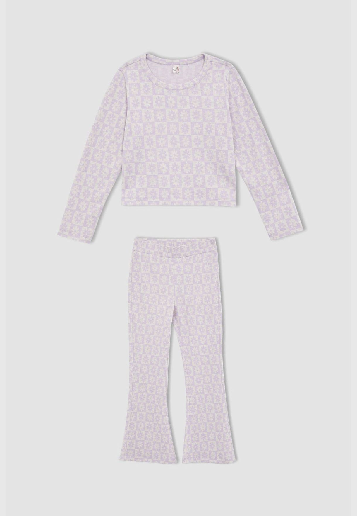 Long Sleeve Flower Print Pyjamas Set