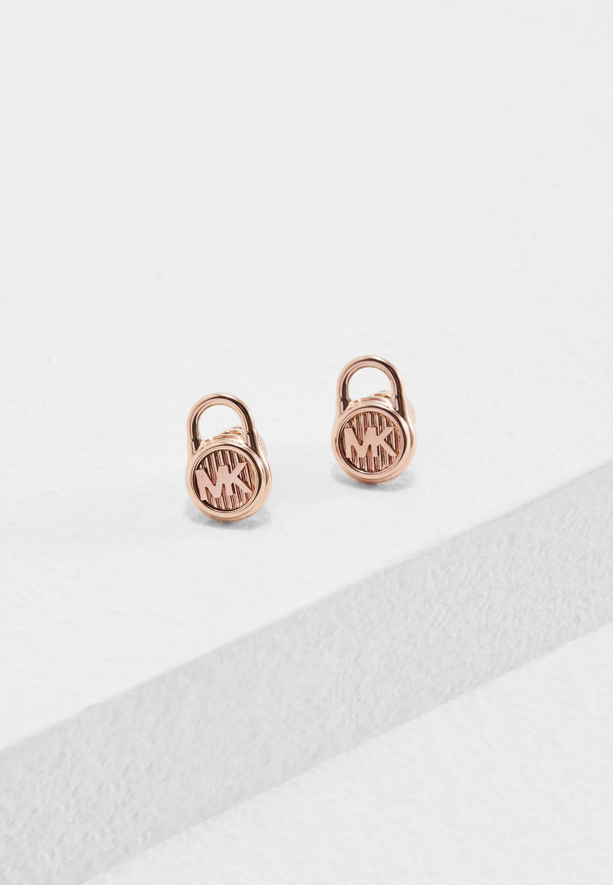 michael kors rose gold lock earrings