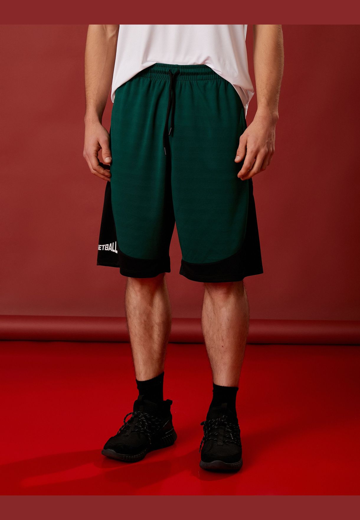 Oversized Basketball Short Drawstring Printed Pocket Detailed