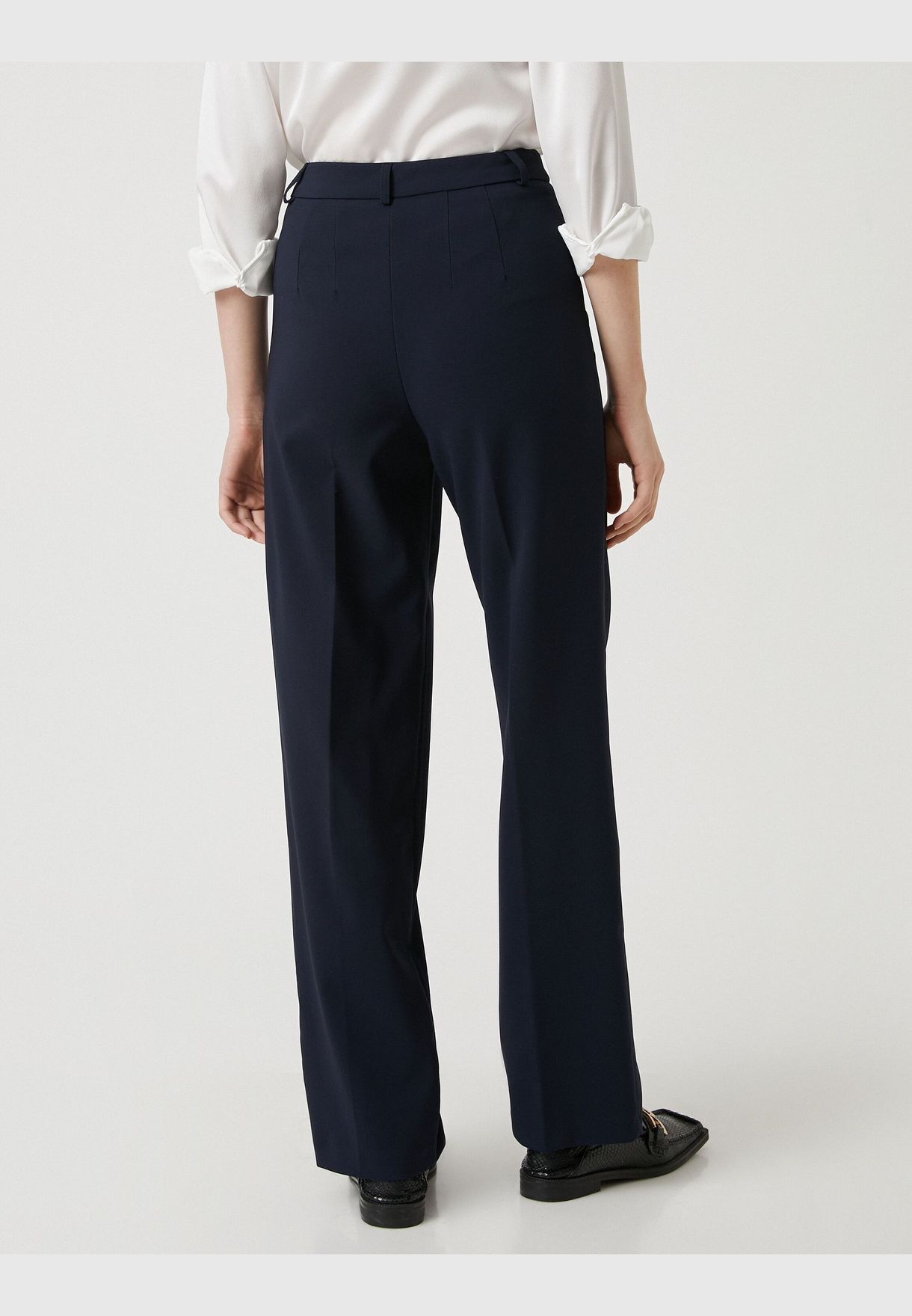 Ribbed High Rise Wide Leg Trousers