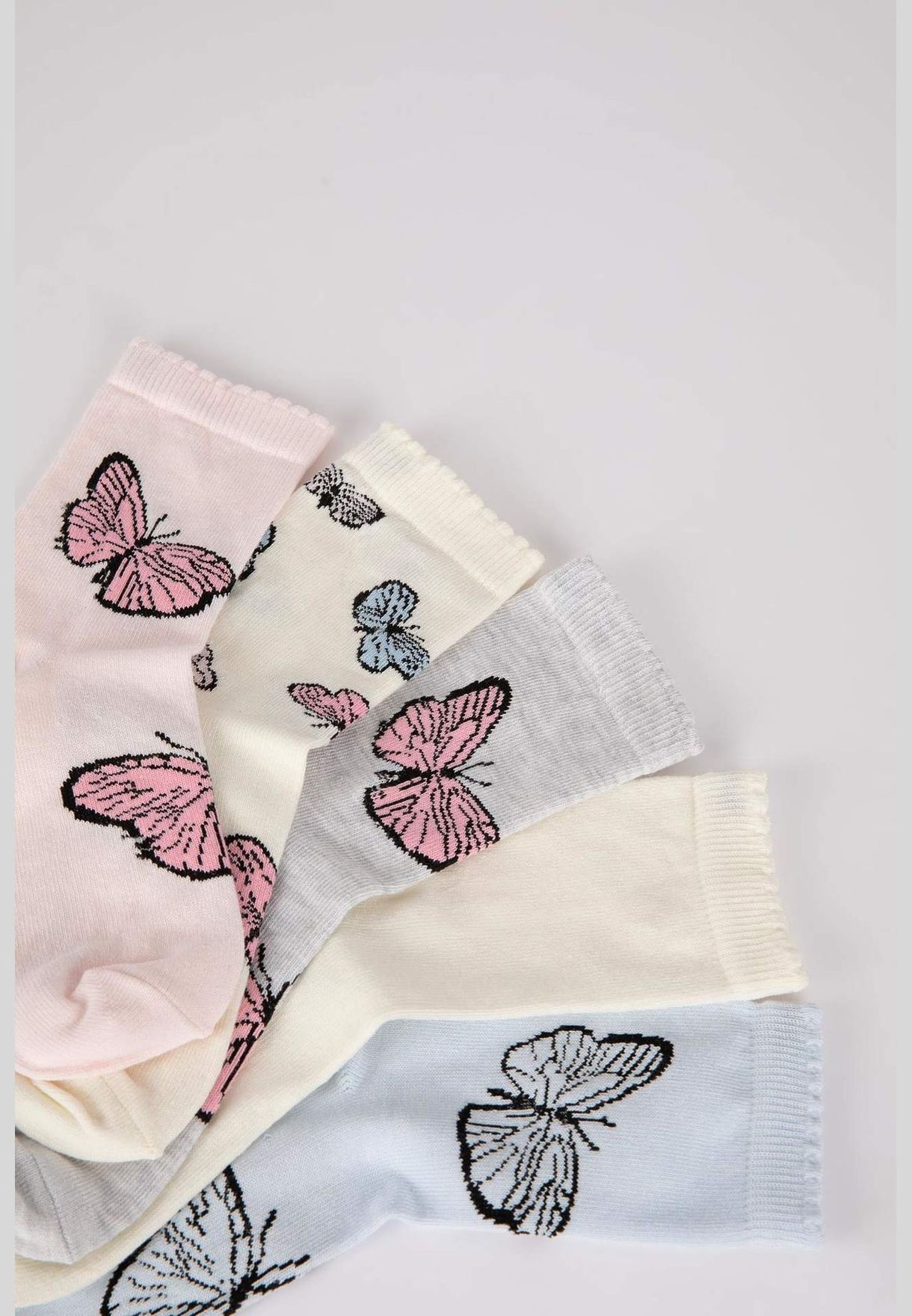 5 Pack Butterfly Print Long Socks