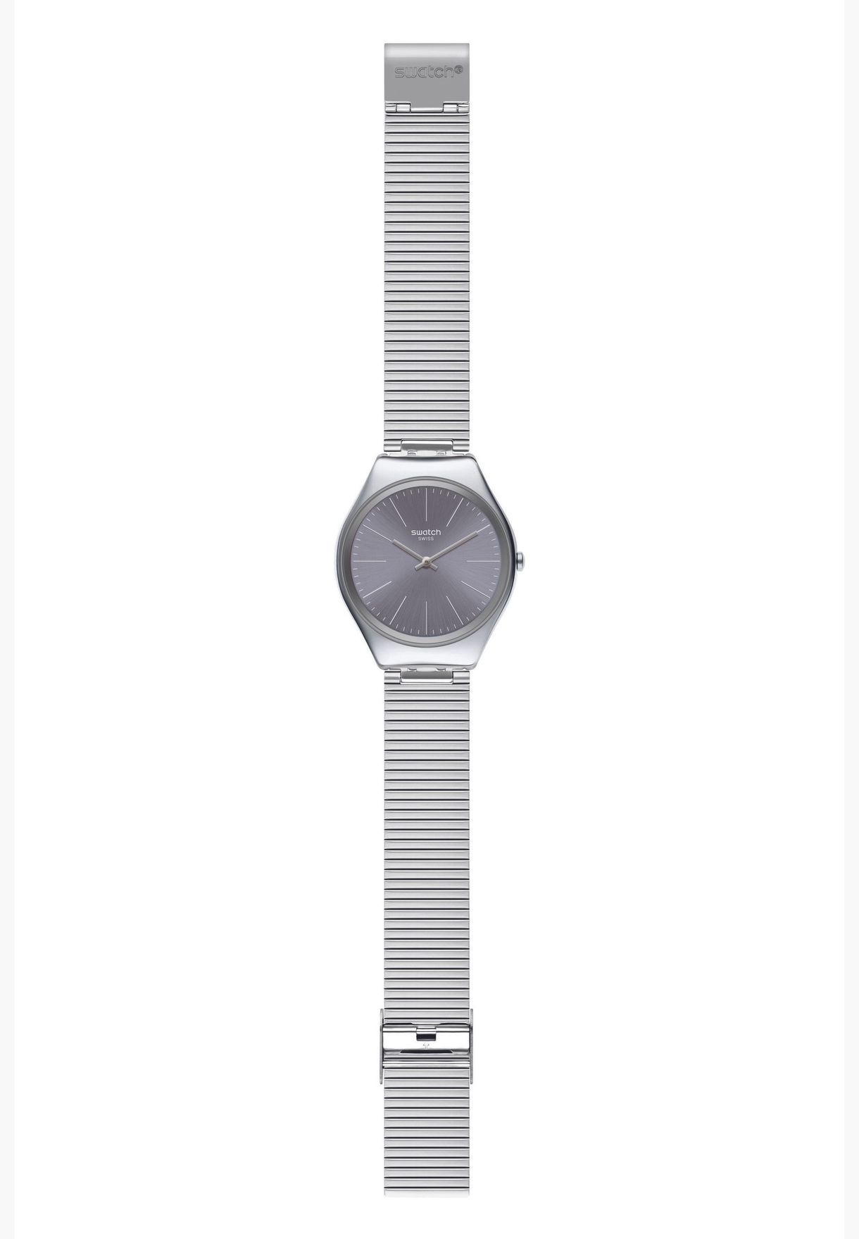 ساعة سواتش جلد ايروني 38 بسوار ستانلس ستيل للجنسين - SYXS123GG