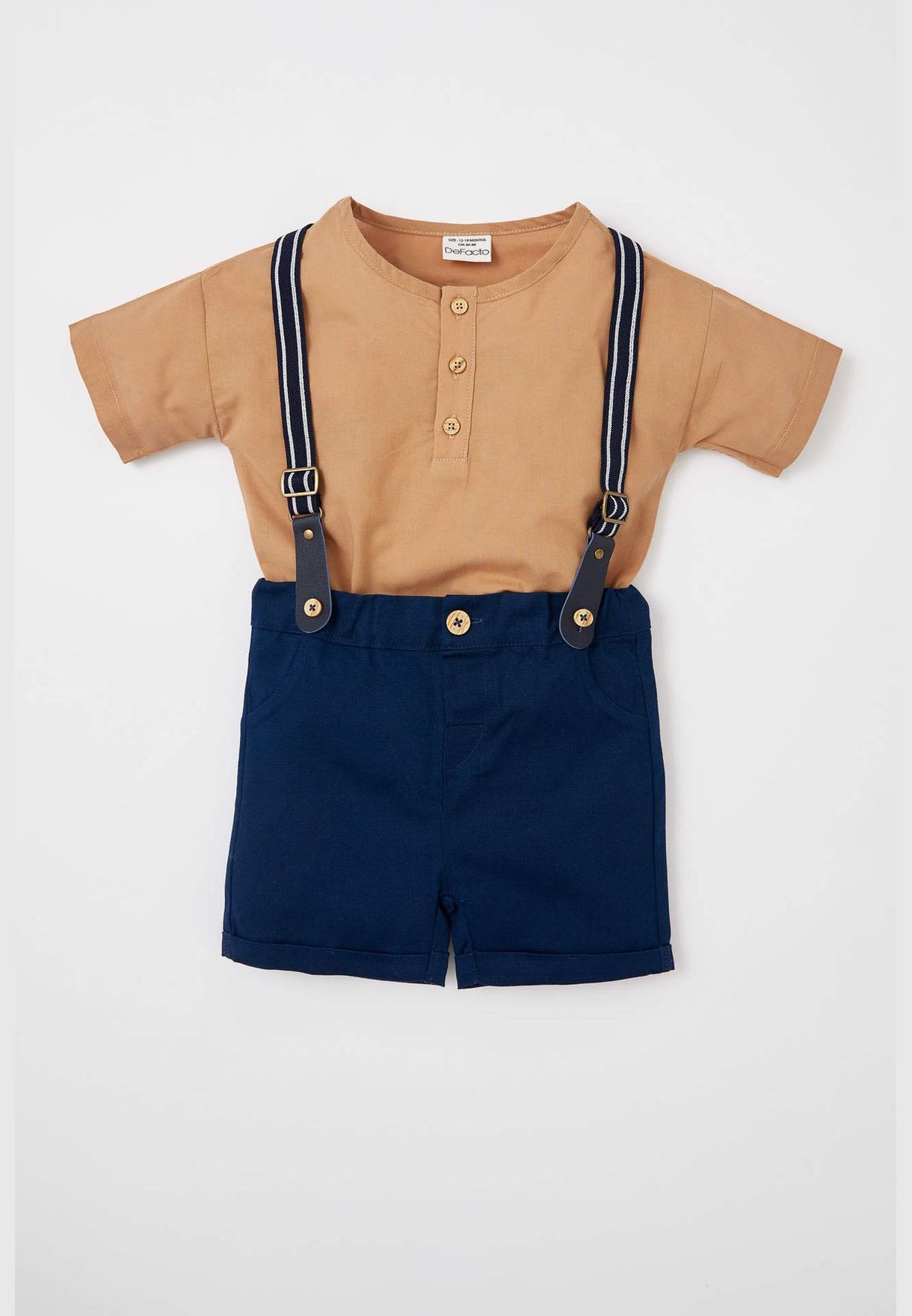 Buy Defacto beige Short Sleeve Shirt & Strappy Mini Short Set for Kids  in Riyadh, Jeddah