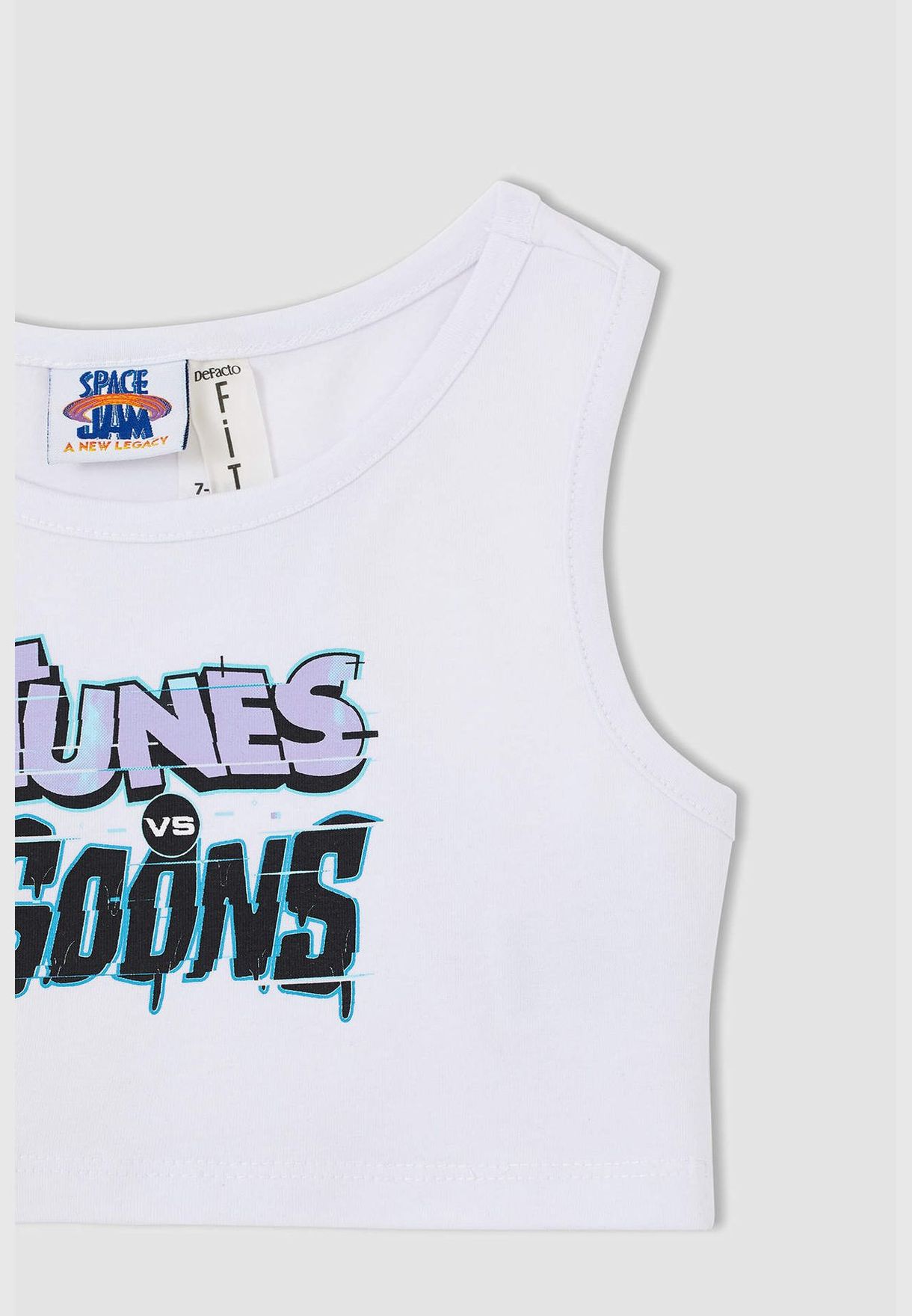 Licensed Space Jam Sleeveless Crew Neck Cropped T-Shirt