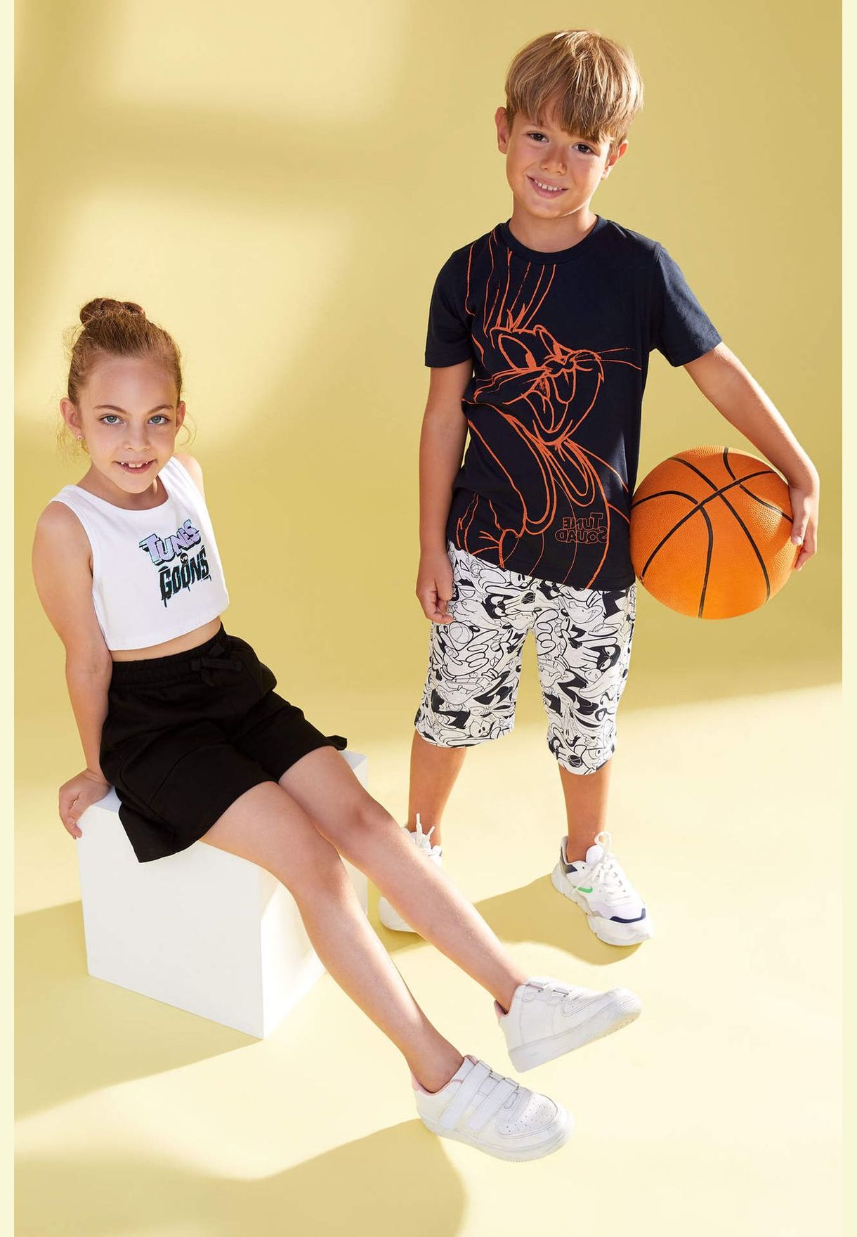Licensed Space Jam Sleeveless Crew Neck Cropped T-Shirt