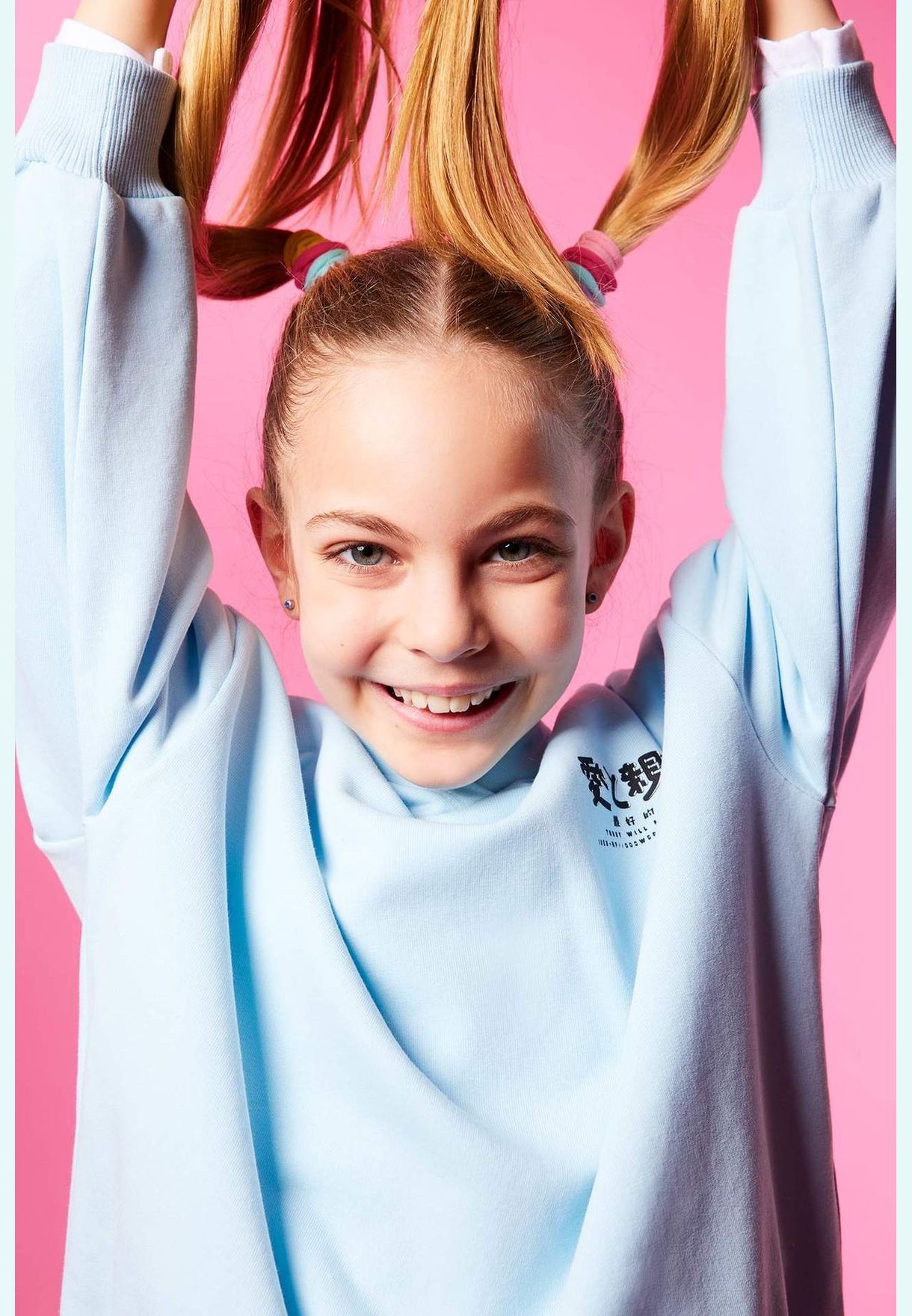 Girl Oversize Fit Hooded Long Sleeve Knitted Sweatshirt