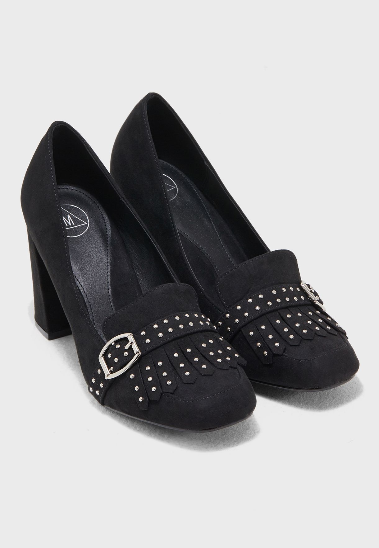 Studded Square Toe Court Shoes 