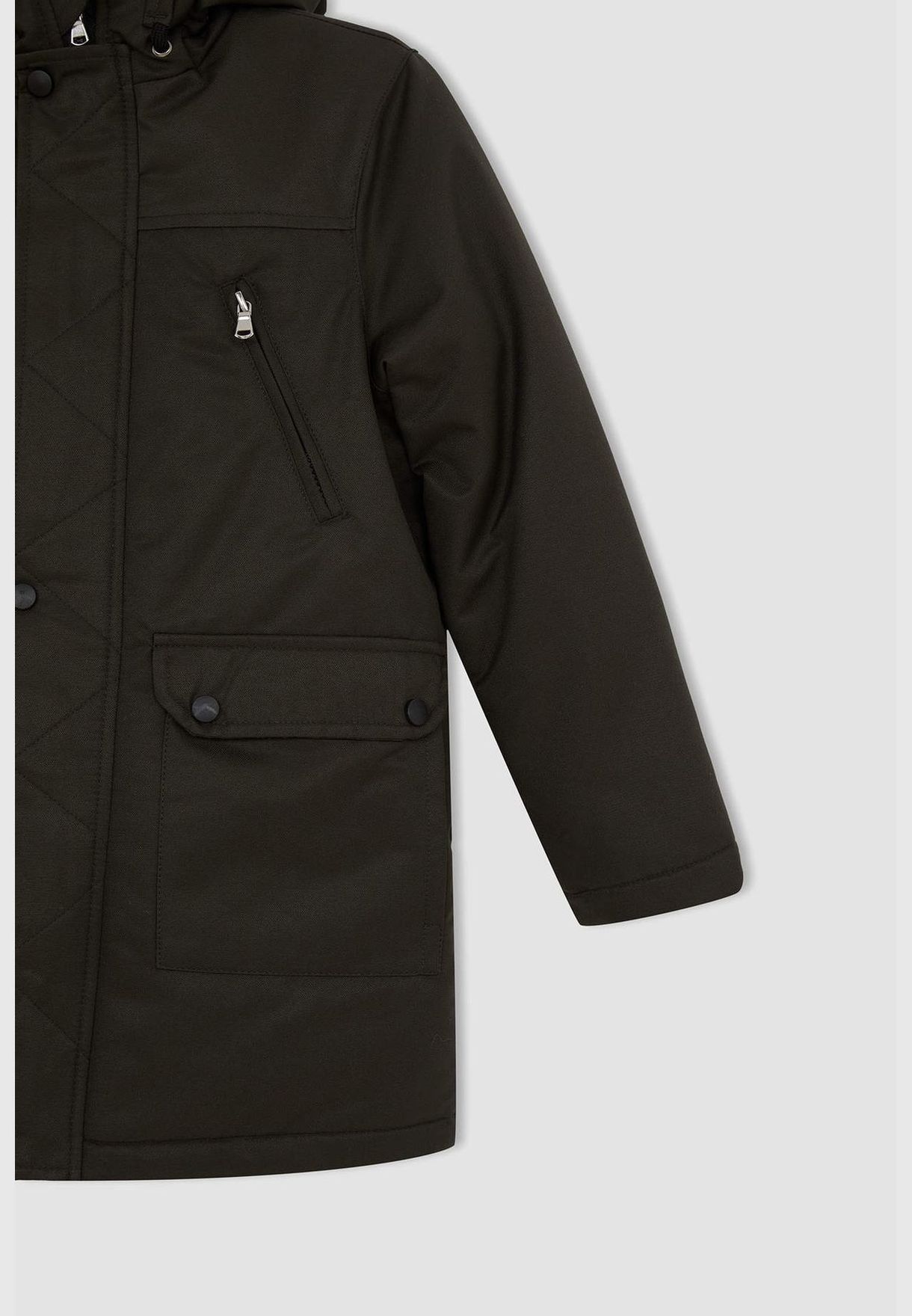 Regular Fit Long Sleeve Plush Coat