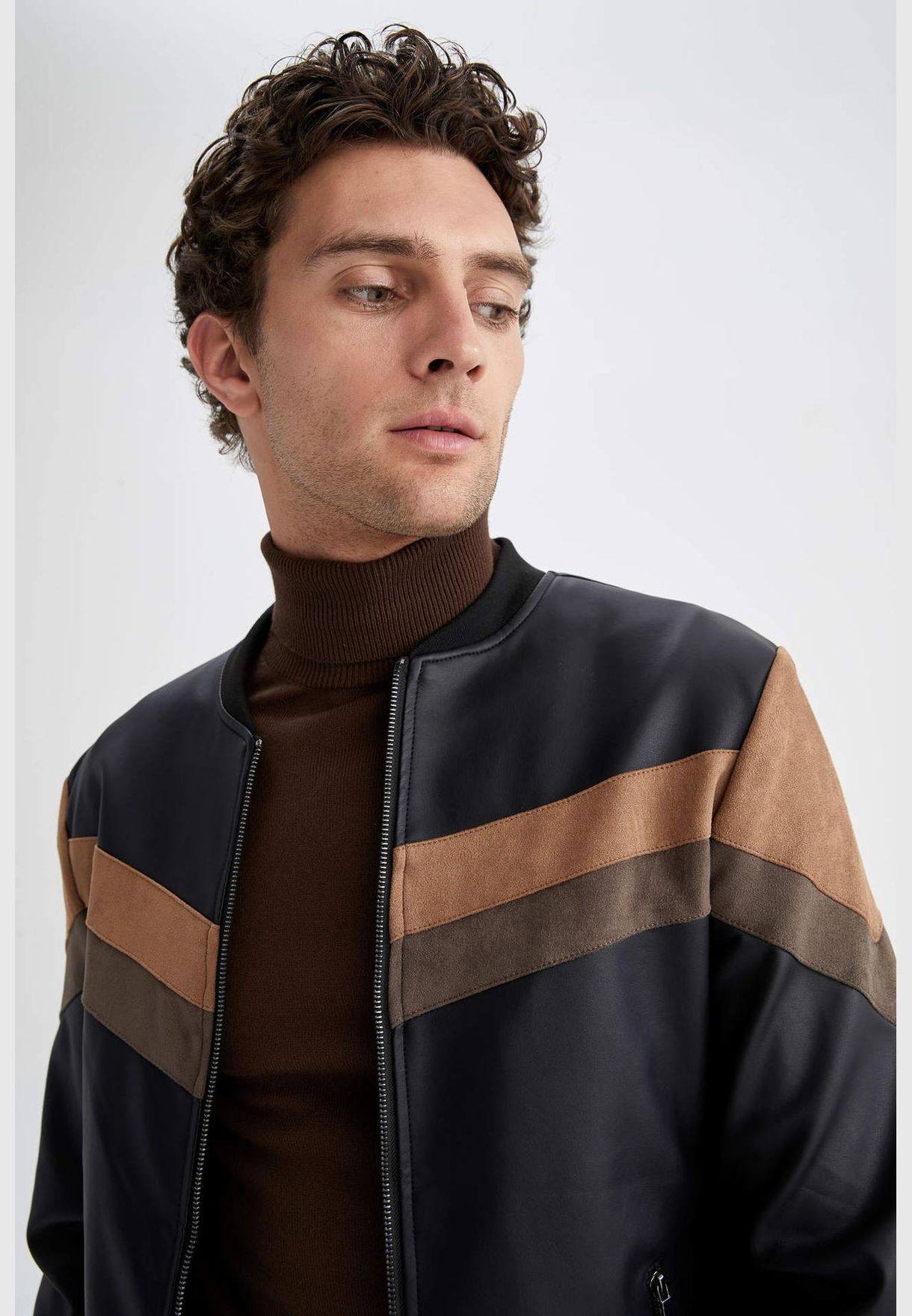 Long Sleeve Block Colour Zippered Jacket